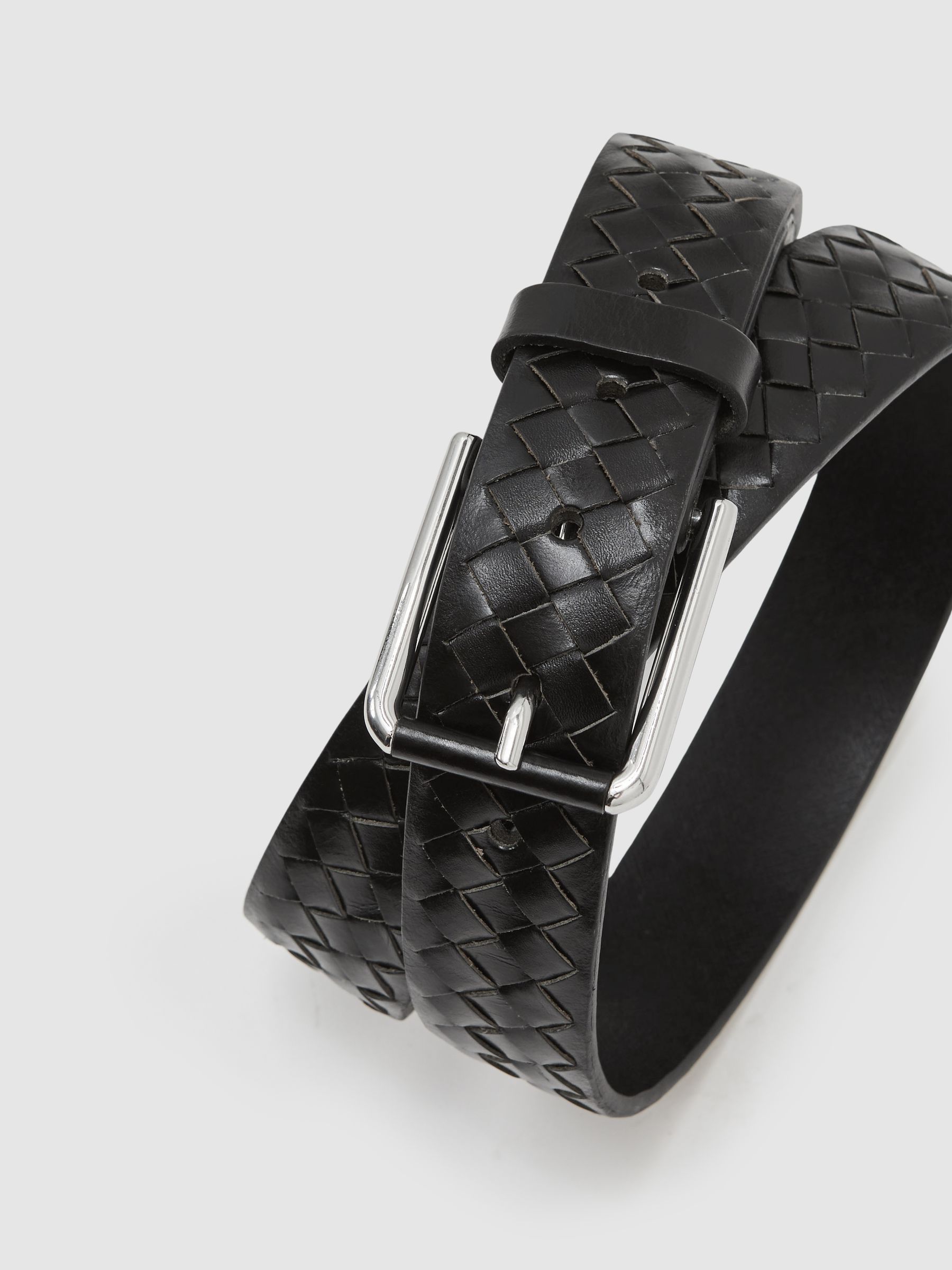 Leather Woven Belt in Black - image 2