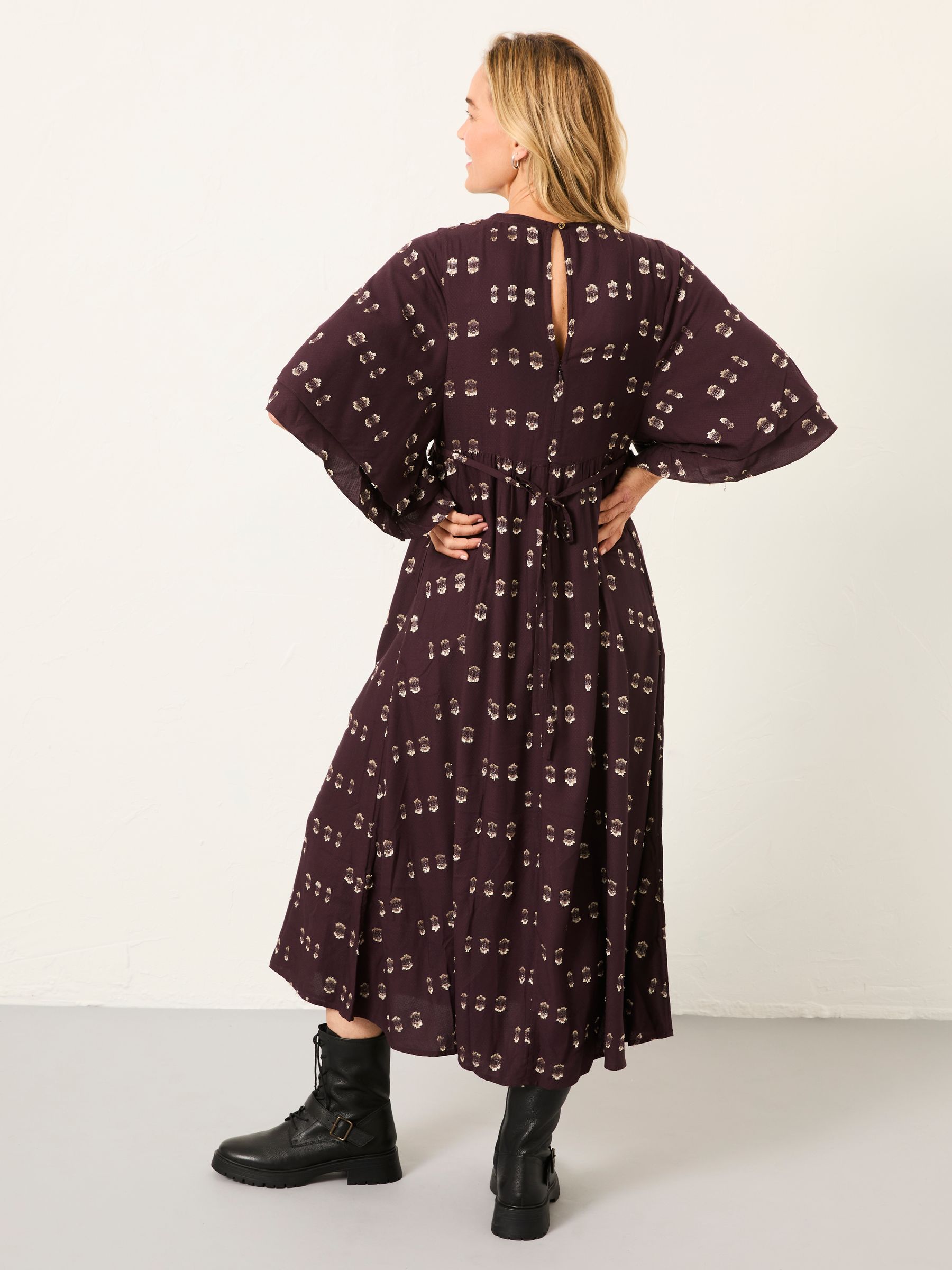 Kim Dark Purple Petite Metallic Midi Dress - Image 2 of 7 Kim Dark Purple Petite Metallic Midi Dress - Image 2 of 7