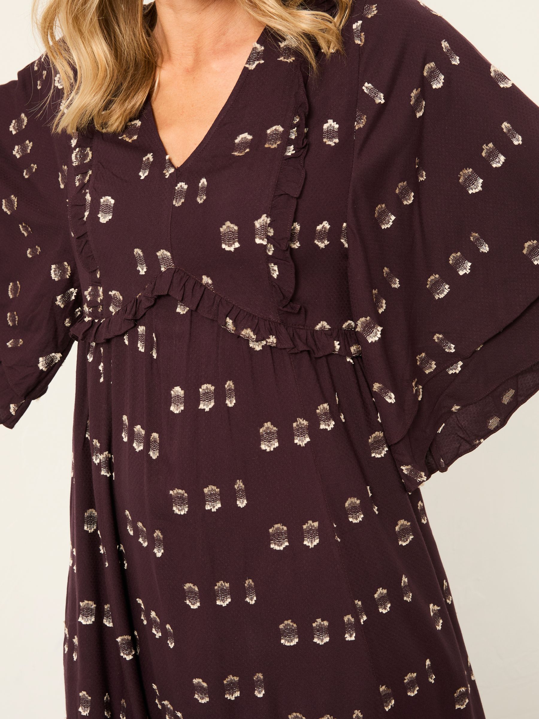Kim Dark Purple Petite Metallic Midi Dress - Image 6 of 7
