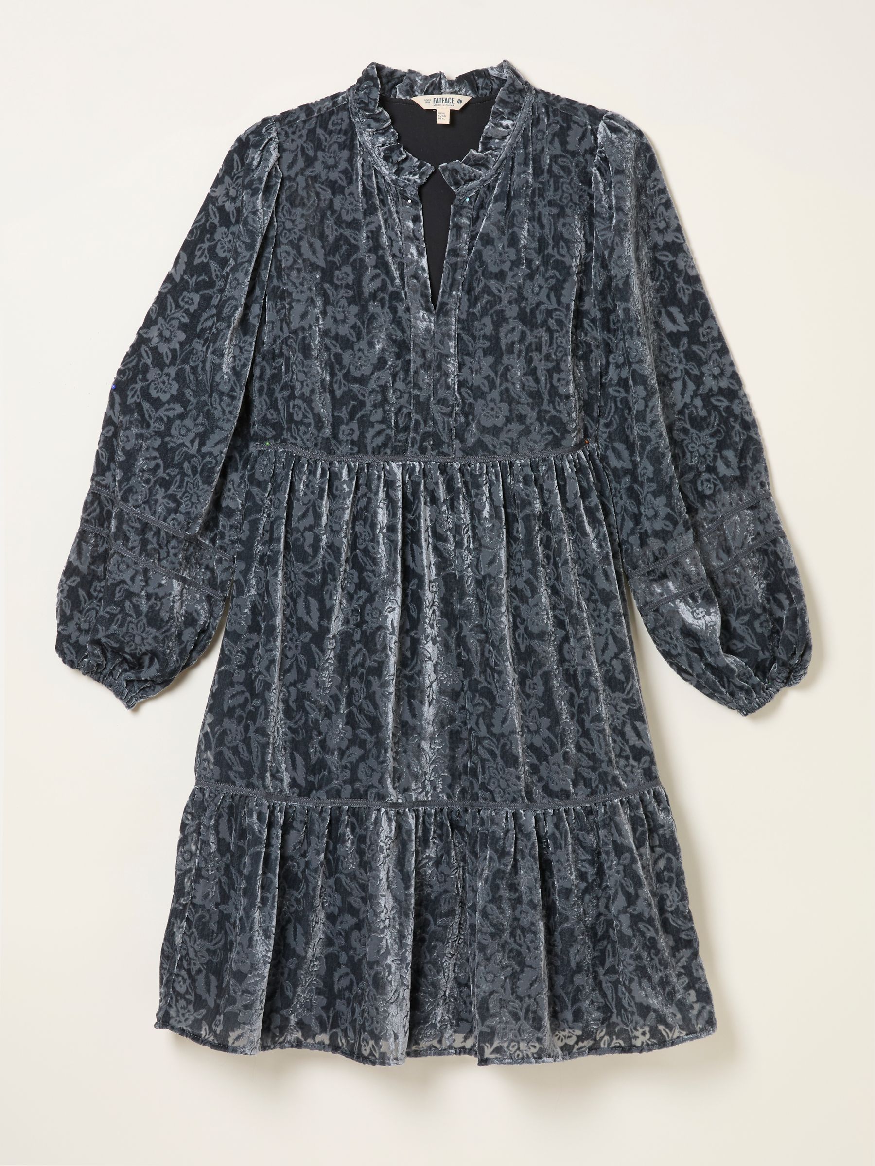 Riley Dark Grey Petite Devore Dress - Image 6 of 6