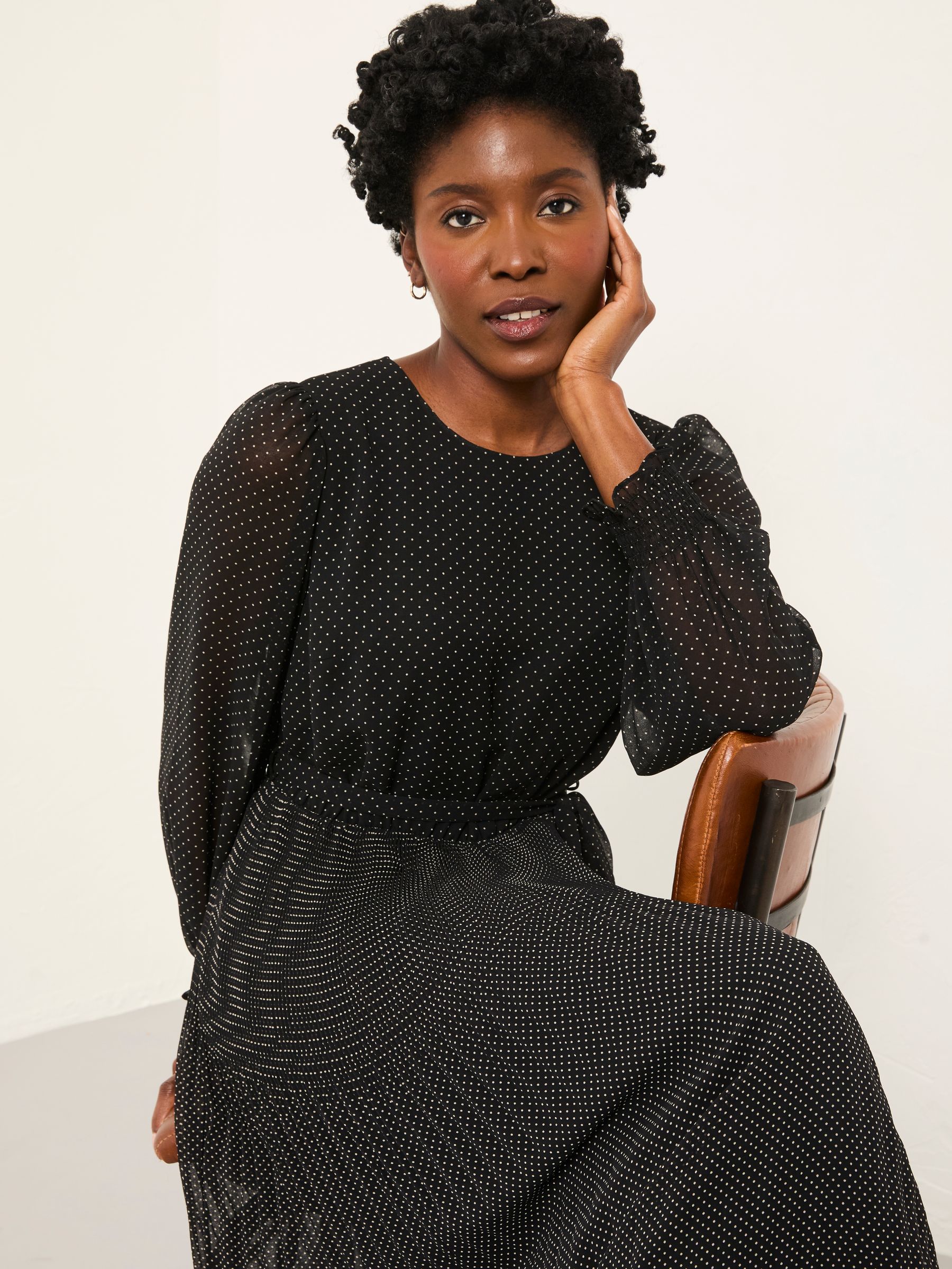 Darcy Black Pin Spot Petite Darcy Midi Dress - Image 3 of 6