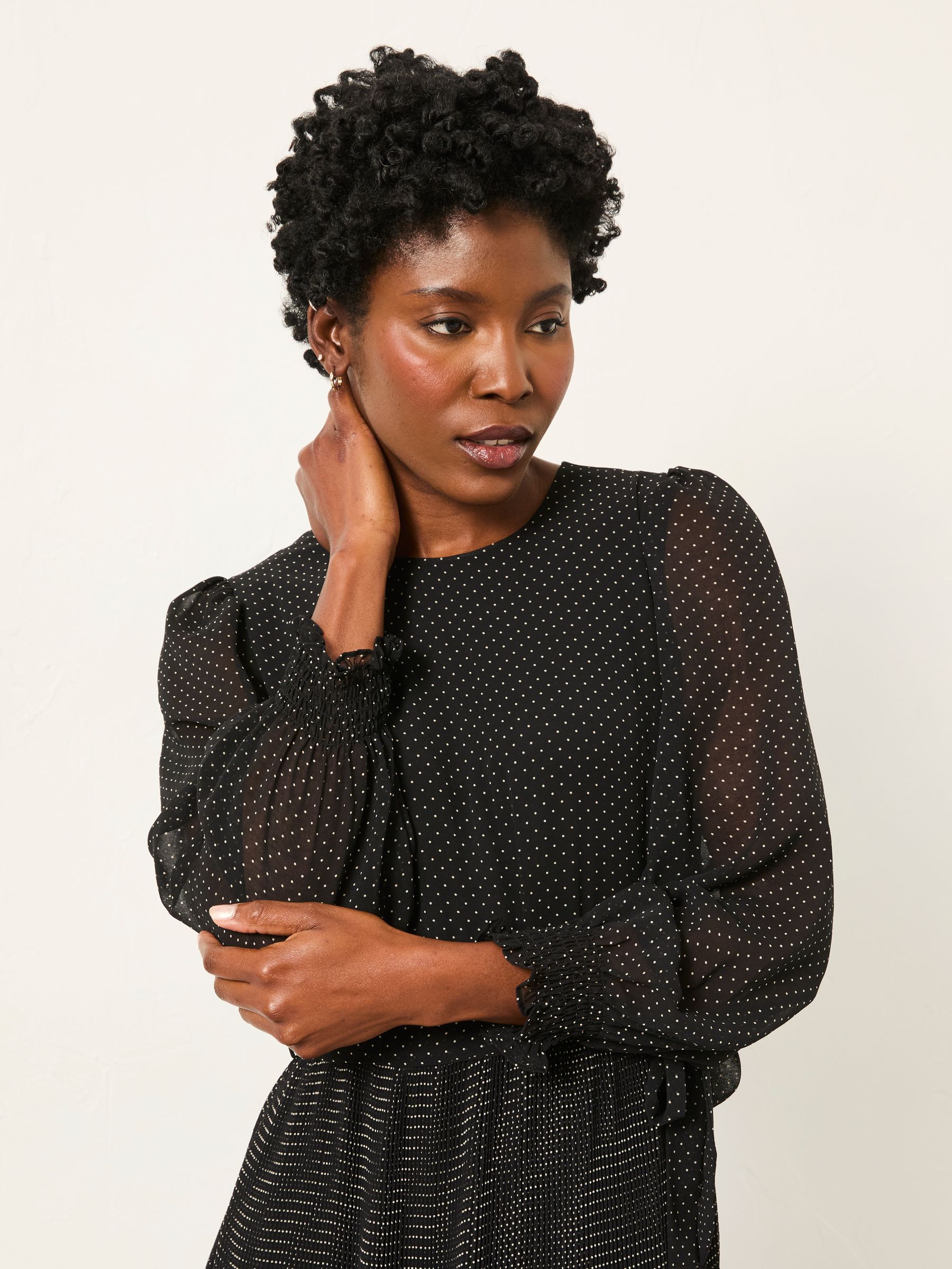 Darcy Black Pin Spot Petite Darcy Midi Dress - Image 5 of 6