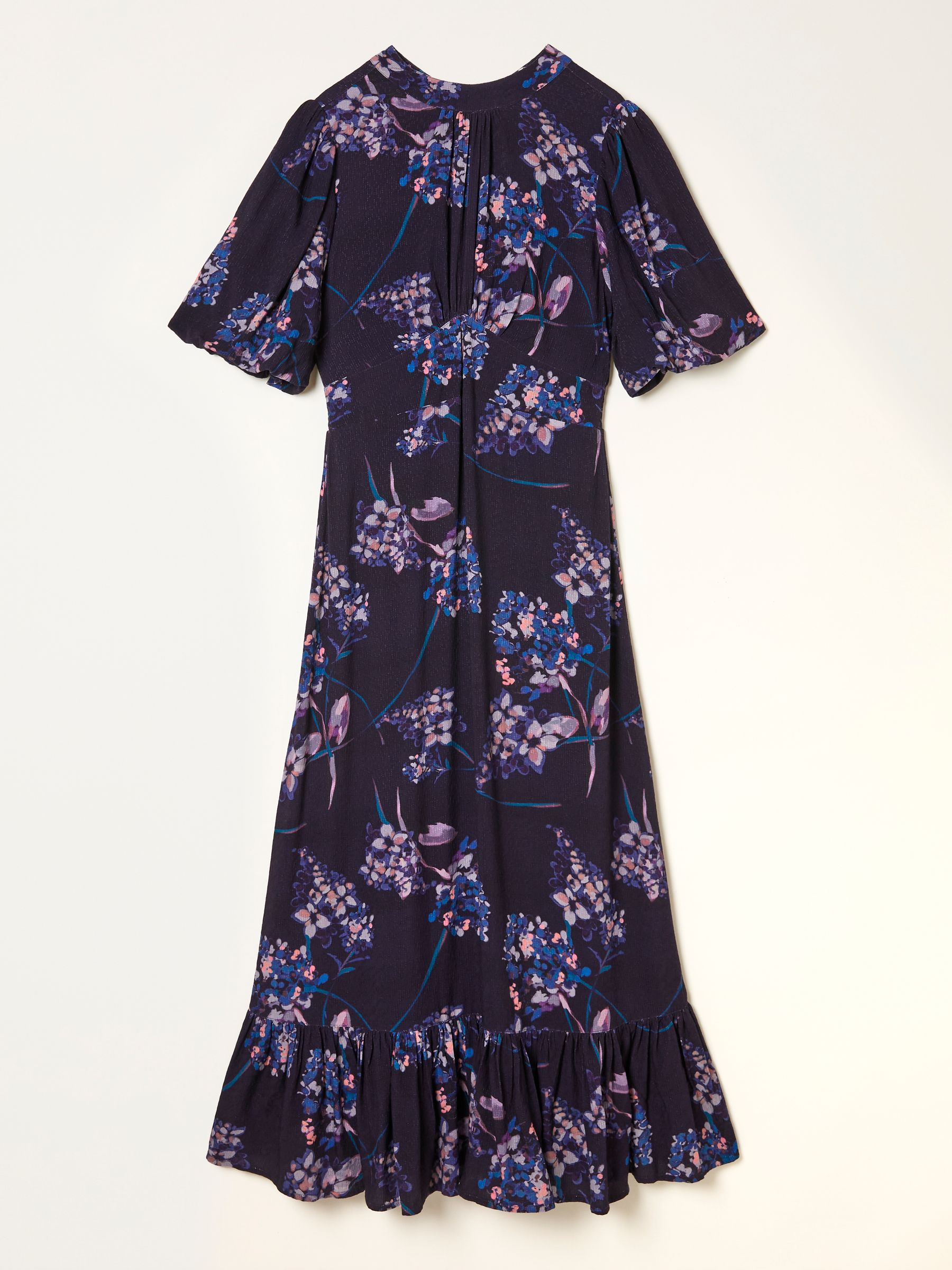 Mila Dark Purple Heritage Floral Petite Midi Dress - Image 6 of 6