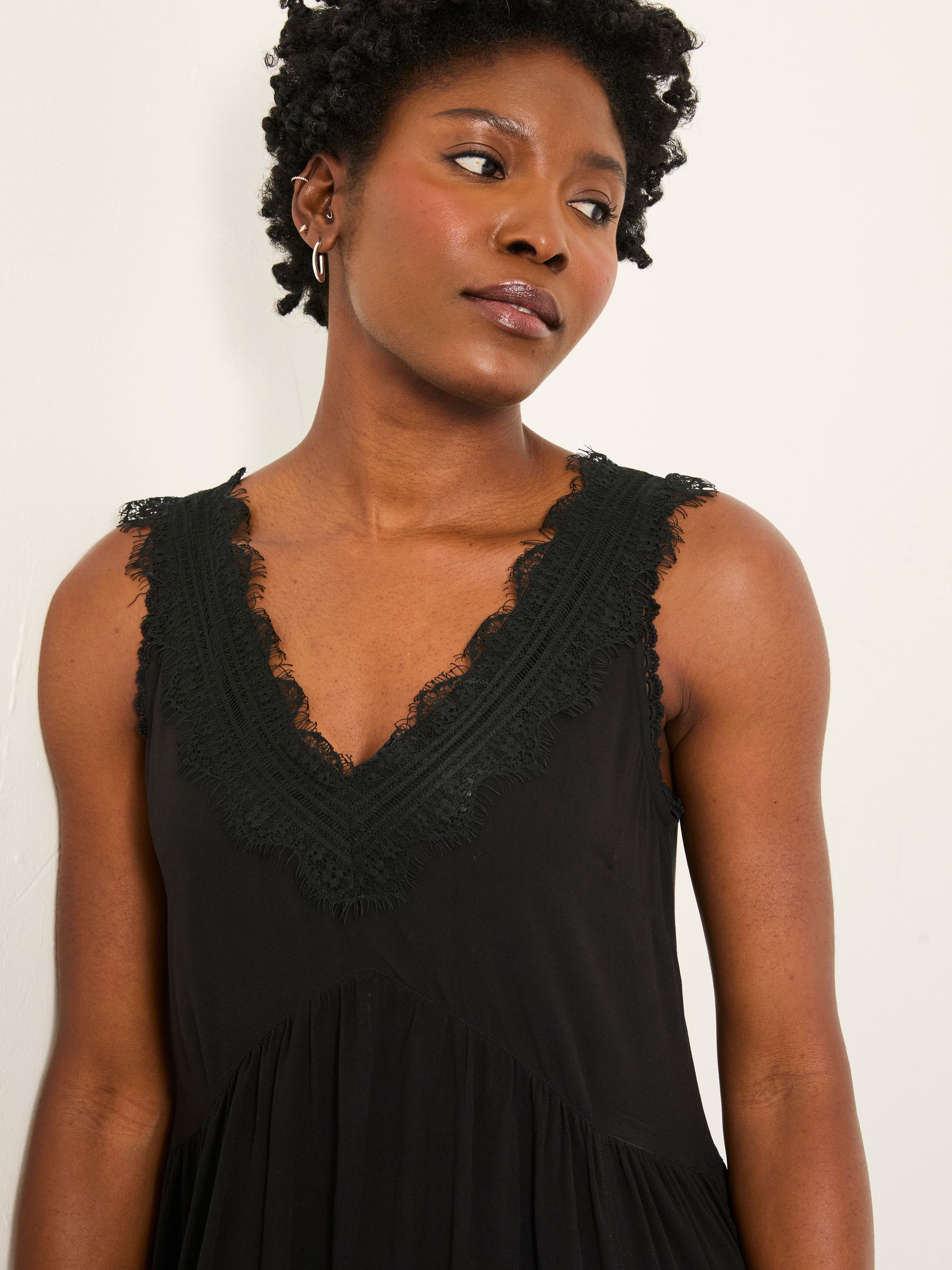 Aileen Black Petite Slip Midi Dress - Image 3 of 6