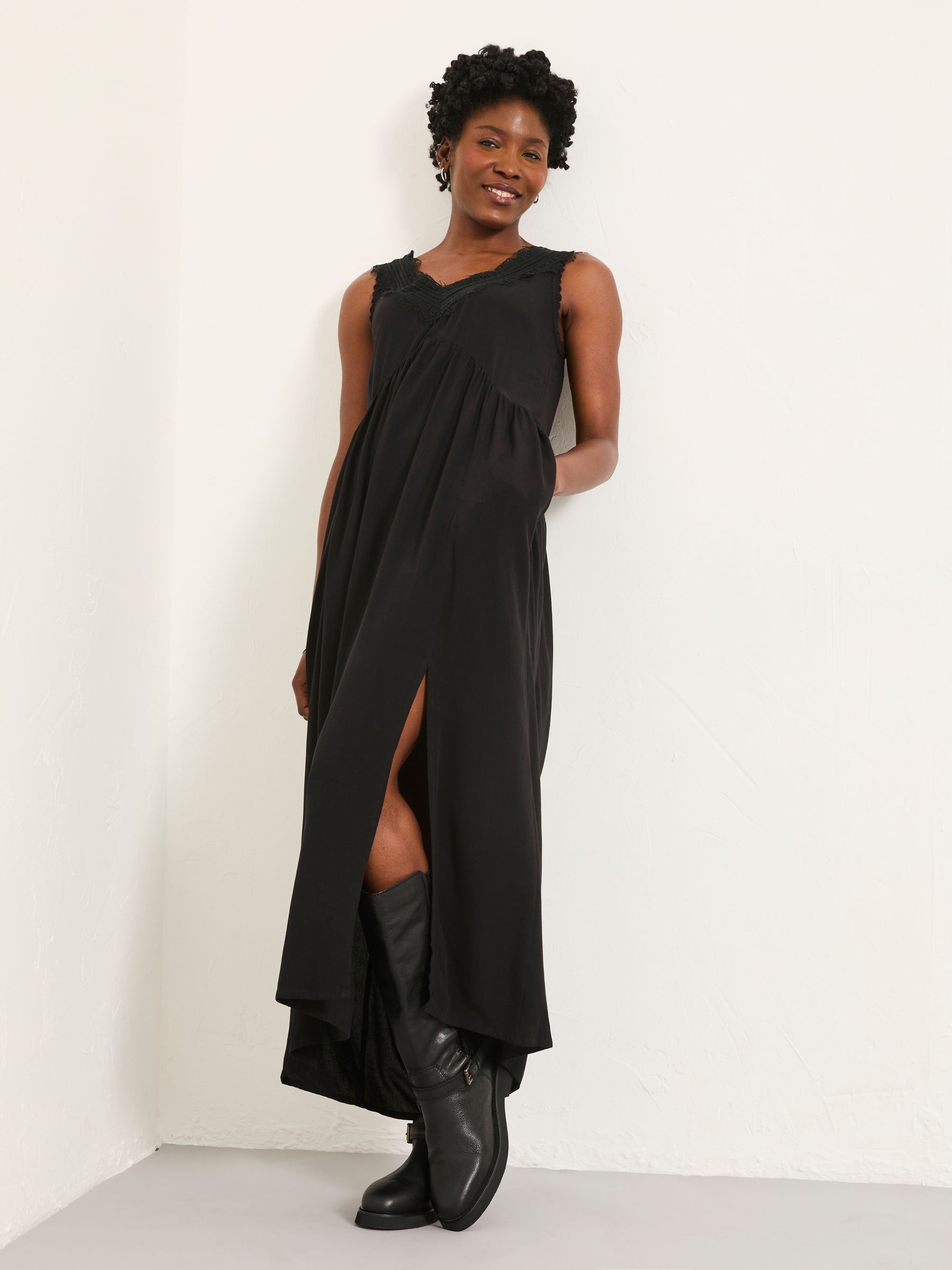 Aileen Black Petite Slip Midi Dress - Image 4 of 6