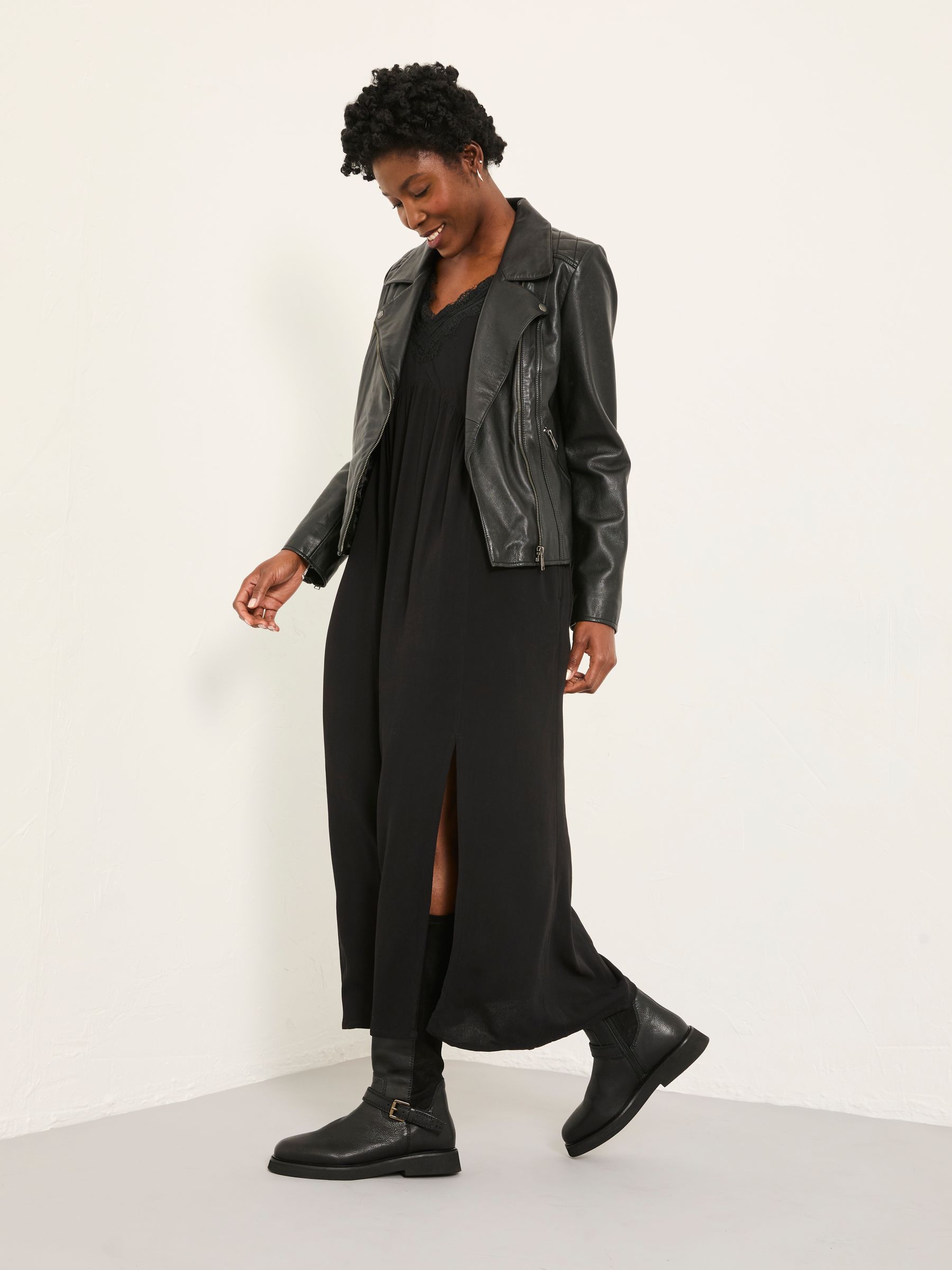 Aileen Black Petite Slip Midi Dress - Image 5 of 6