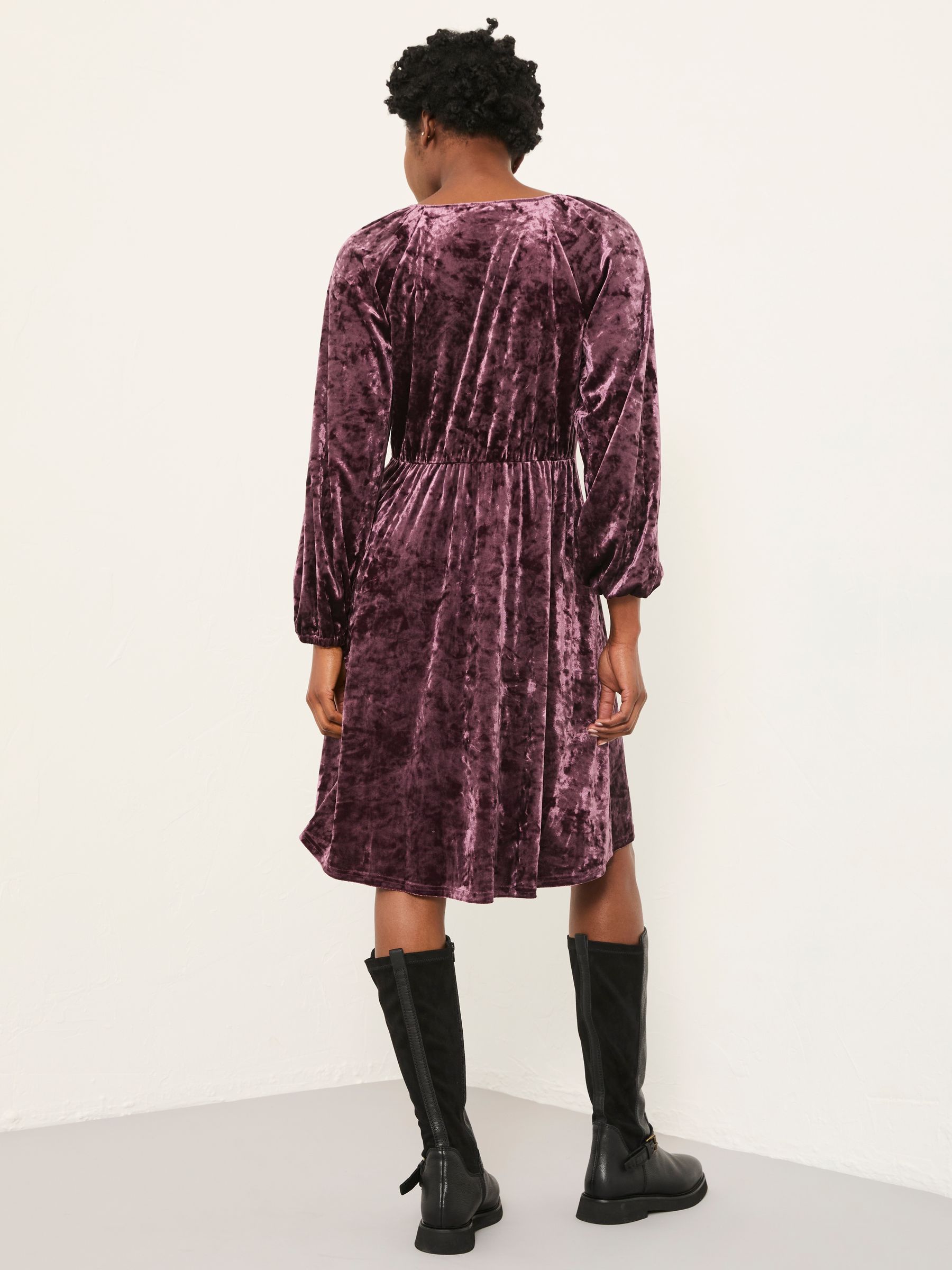 Em Dark Purple Petite Velvet Dress - Image 2 of 5