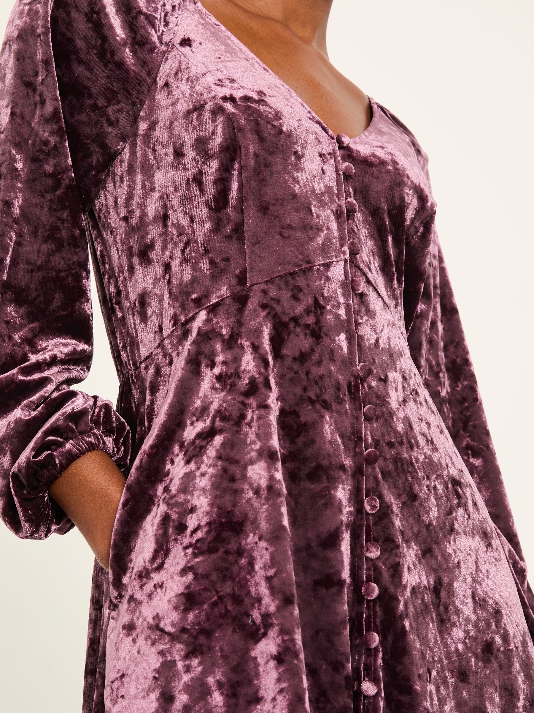Em Dark Purple Petite Velvet Dress - Image 4 of 5