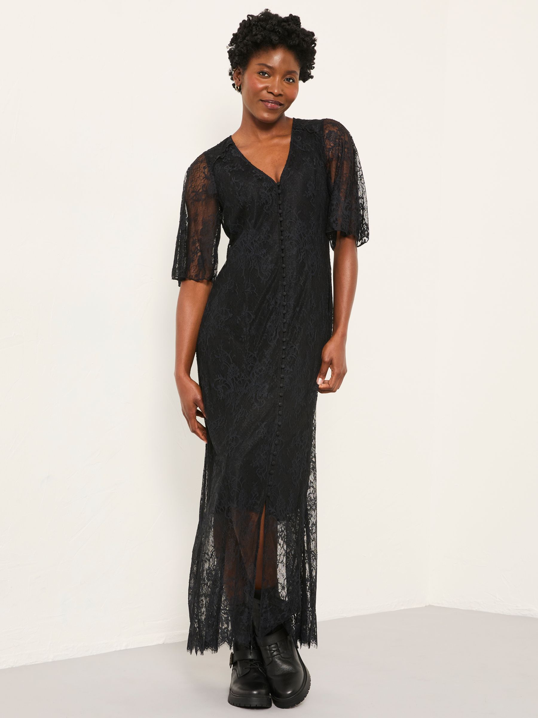 Alanna Black Petite Lace Midi Dress - Image 4 of 5