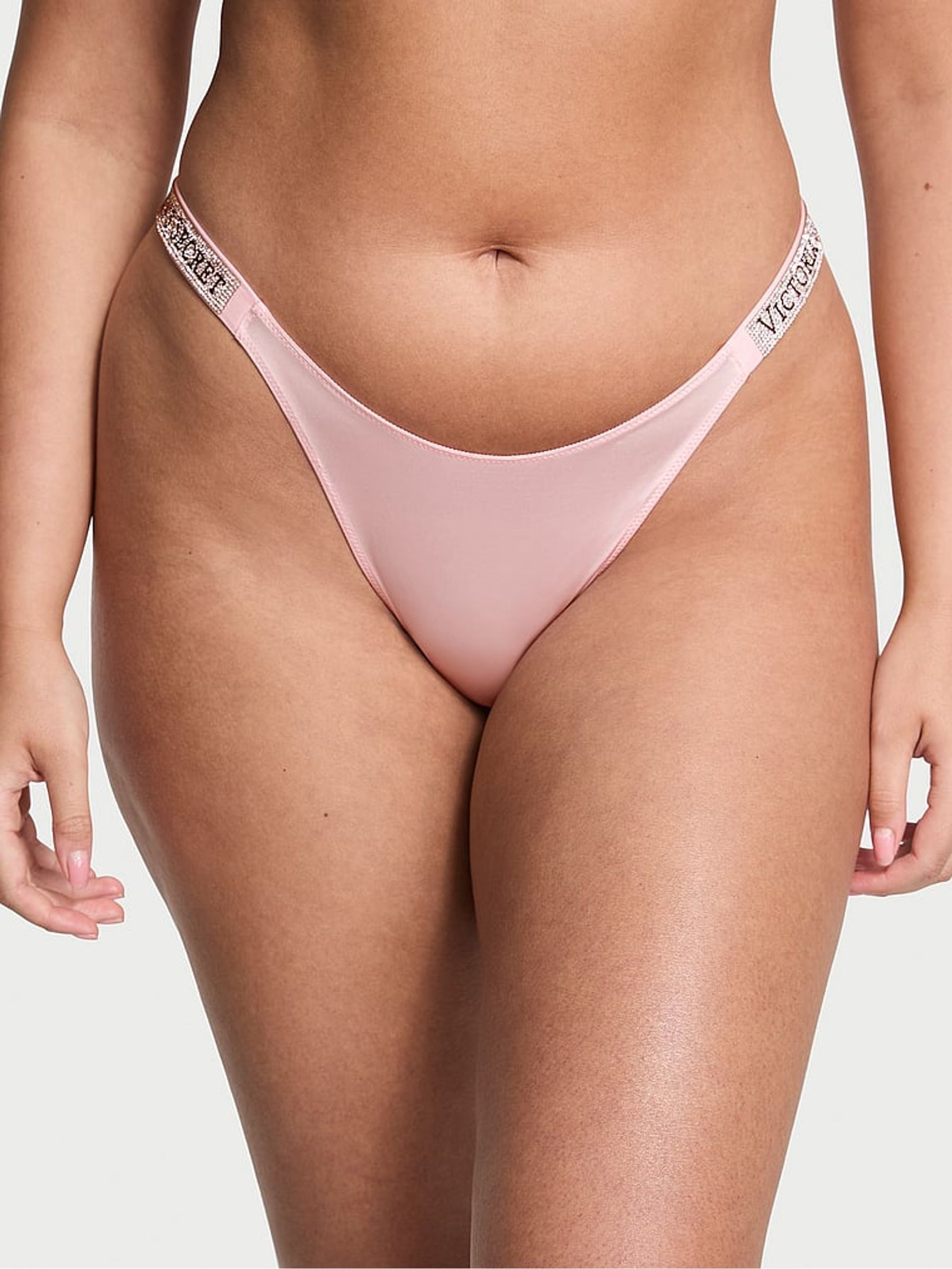Angel Pink Brazilian Shine Strap Knickers - Image 1 of 3