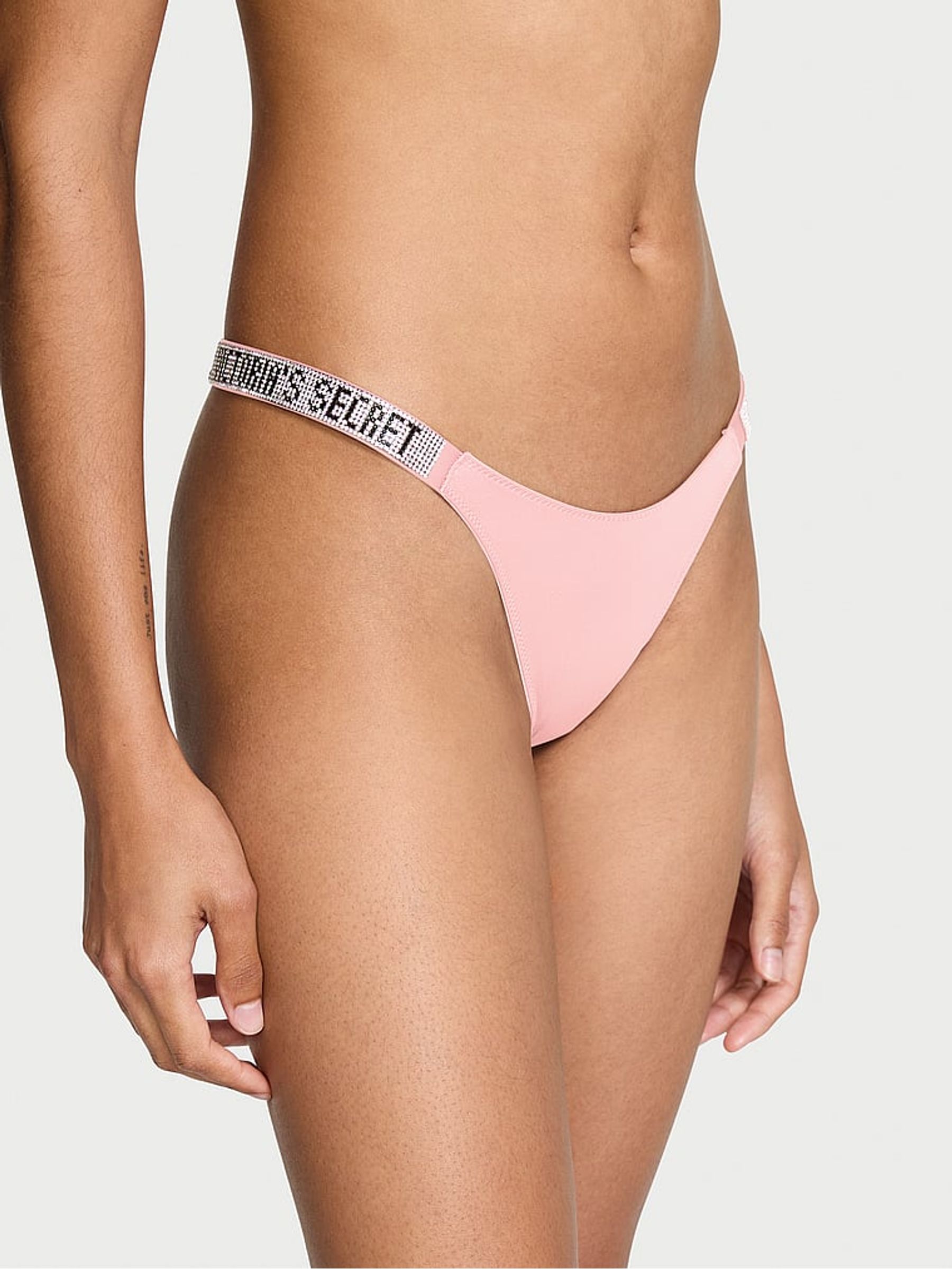 Angel Pink Thong Shine Strap Knickers - Image 1 of 3