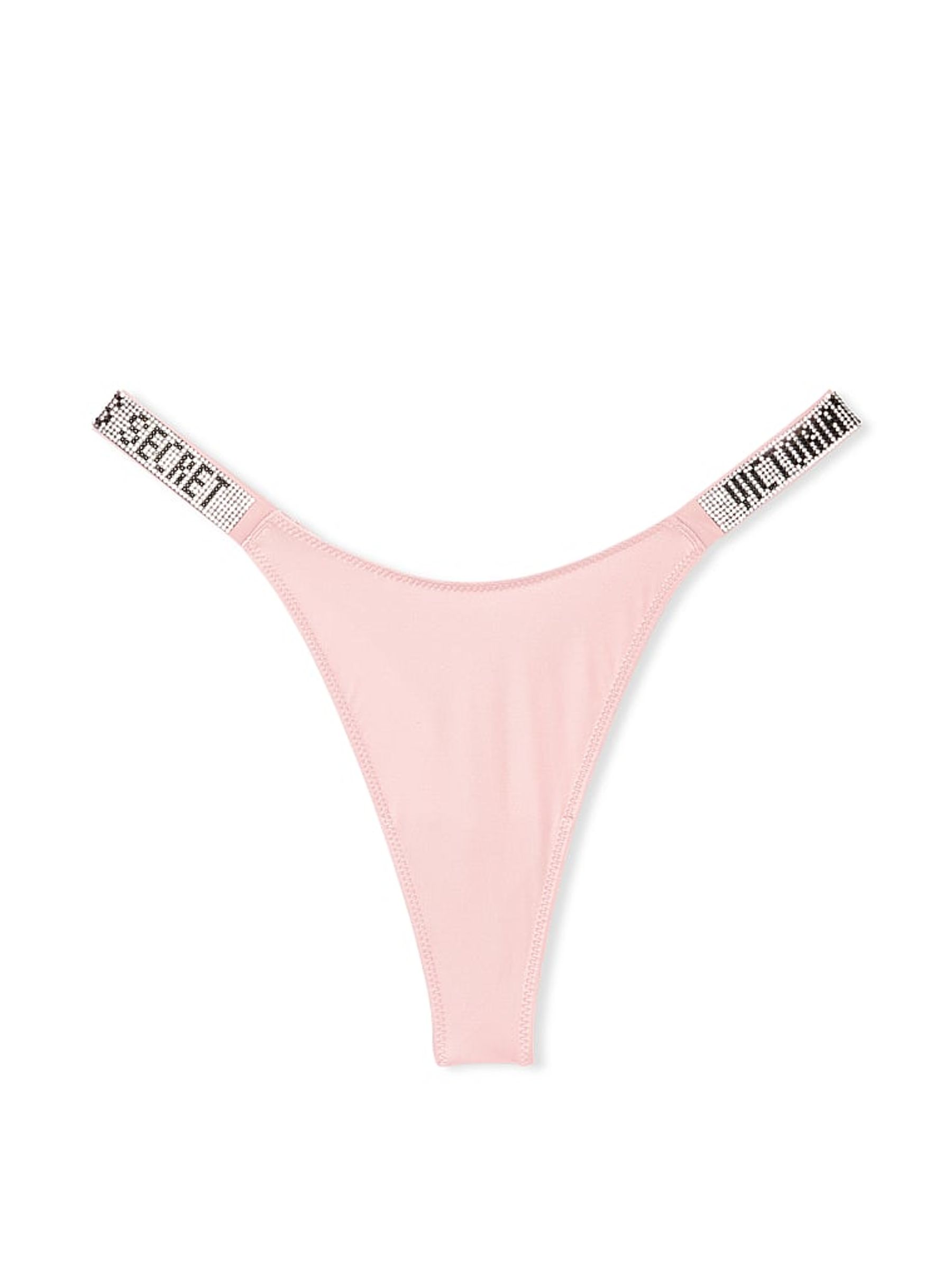 Angel Pink Thong Shine Strap Knickers - Image 3 of 3