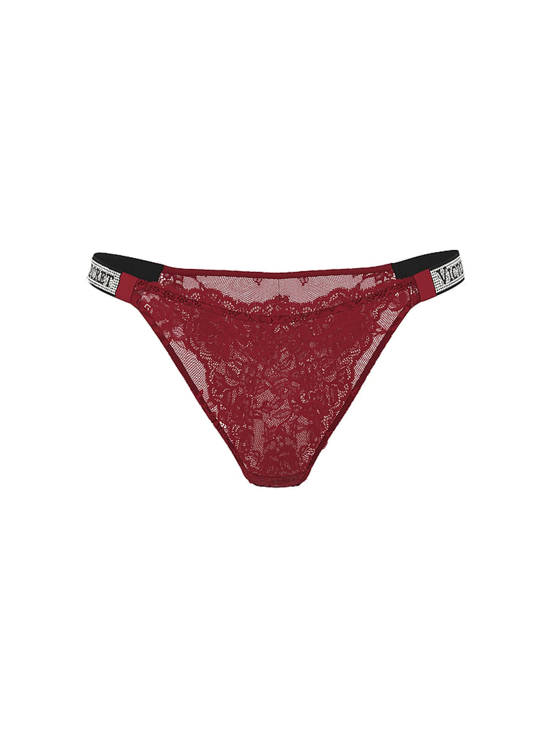 Sangria Red Brazilian Shine Strap Lace Knickers