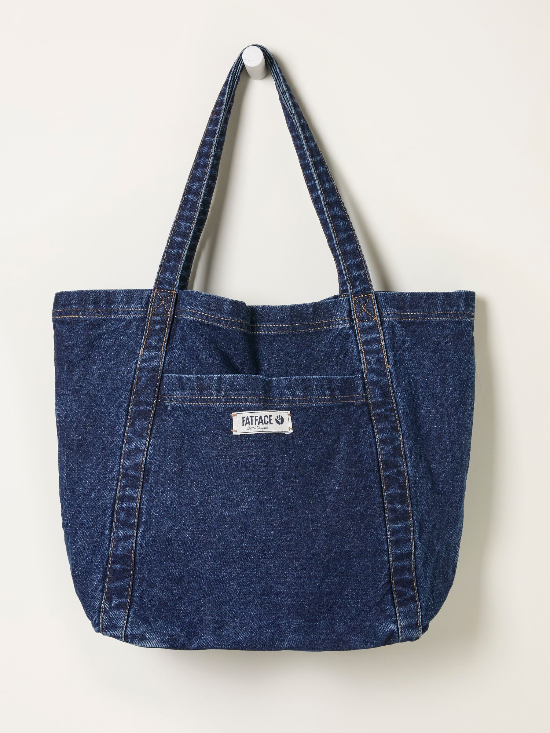 Astrid Denim Dark Blue Pocket Tote Bag - Image 1 of 3