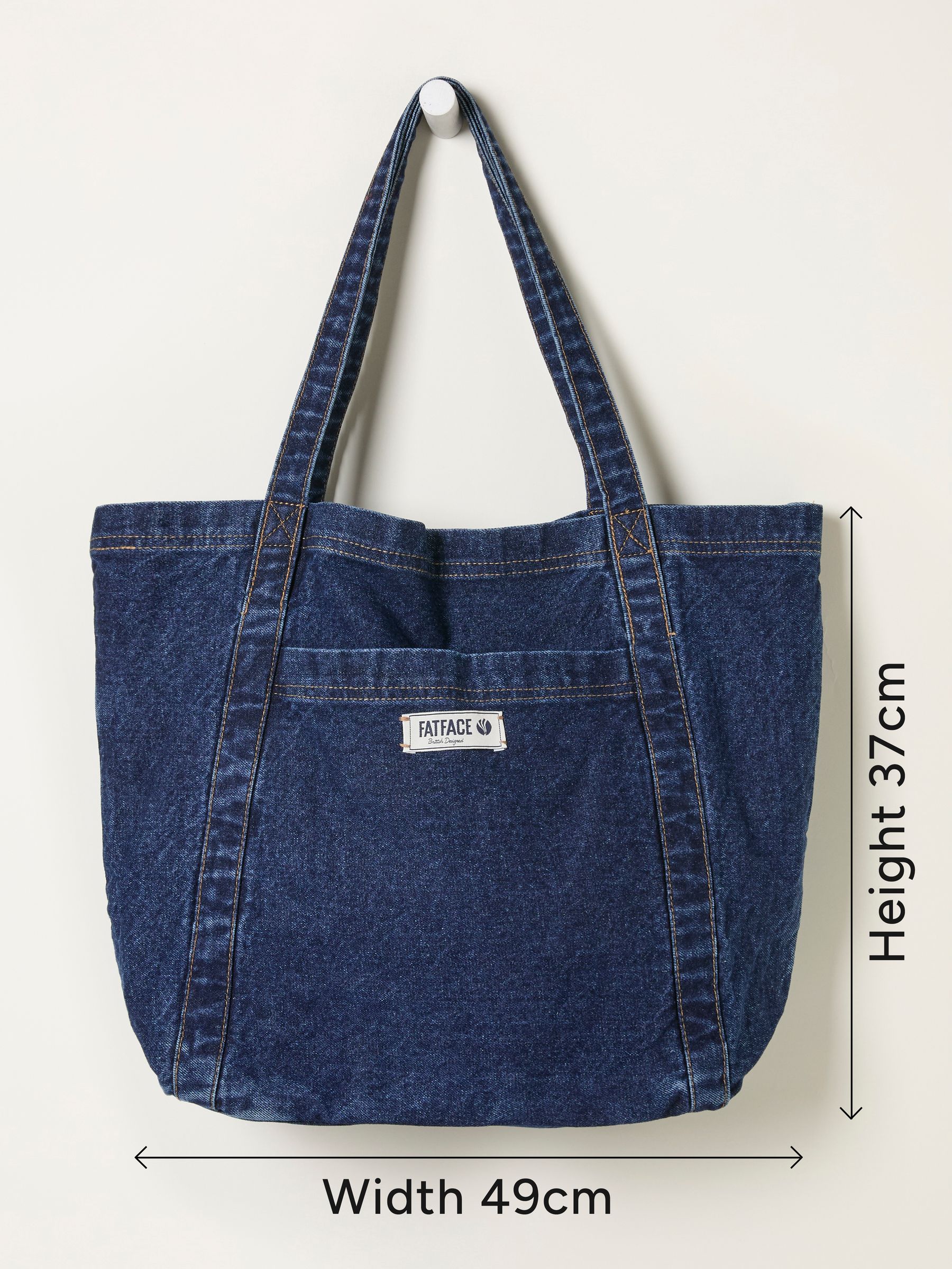 Astrid Denim Dark Blue Tote Pocket 100% Cotton Tote Bag - Image 5 of 5