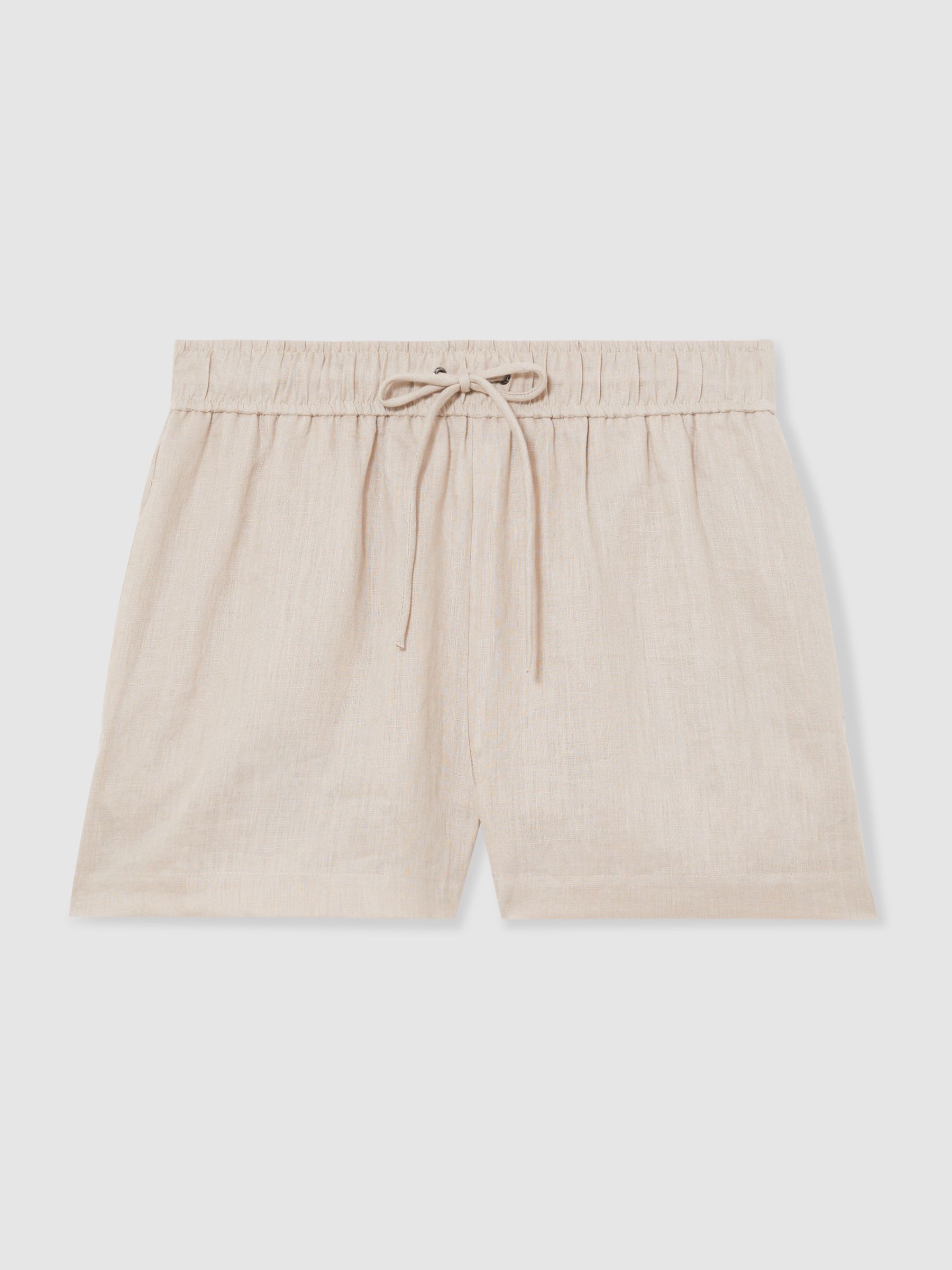 Linen-Blend Drawstring Shorts in Neutral - Image 2 of 6