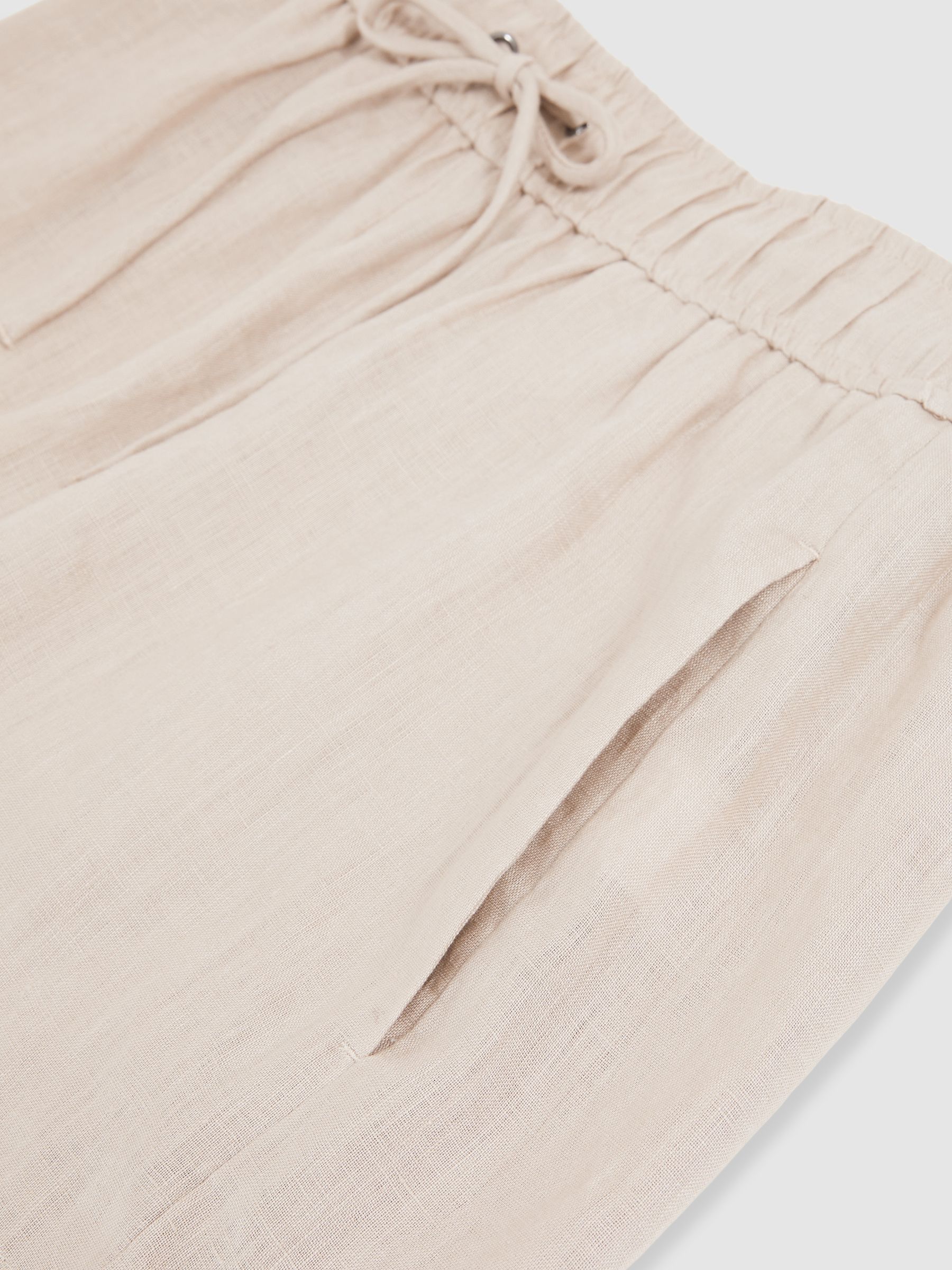 Reiss Linen-Blend Drawstring Shorts in Neutral | REISS
