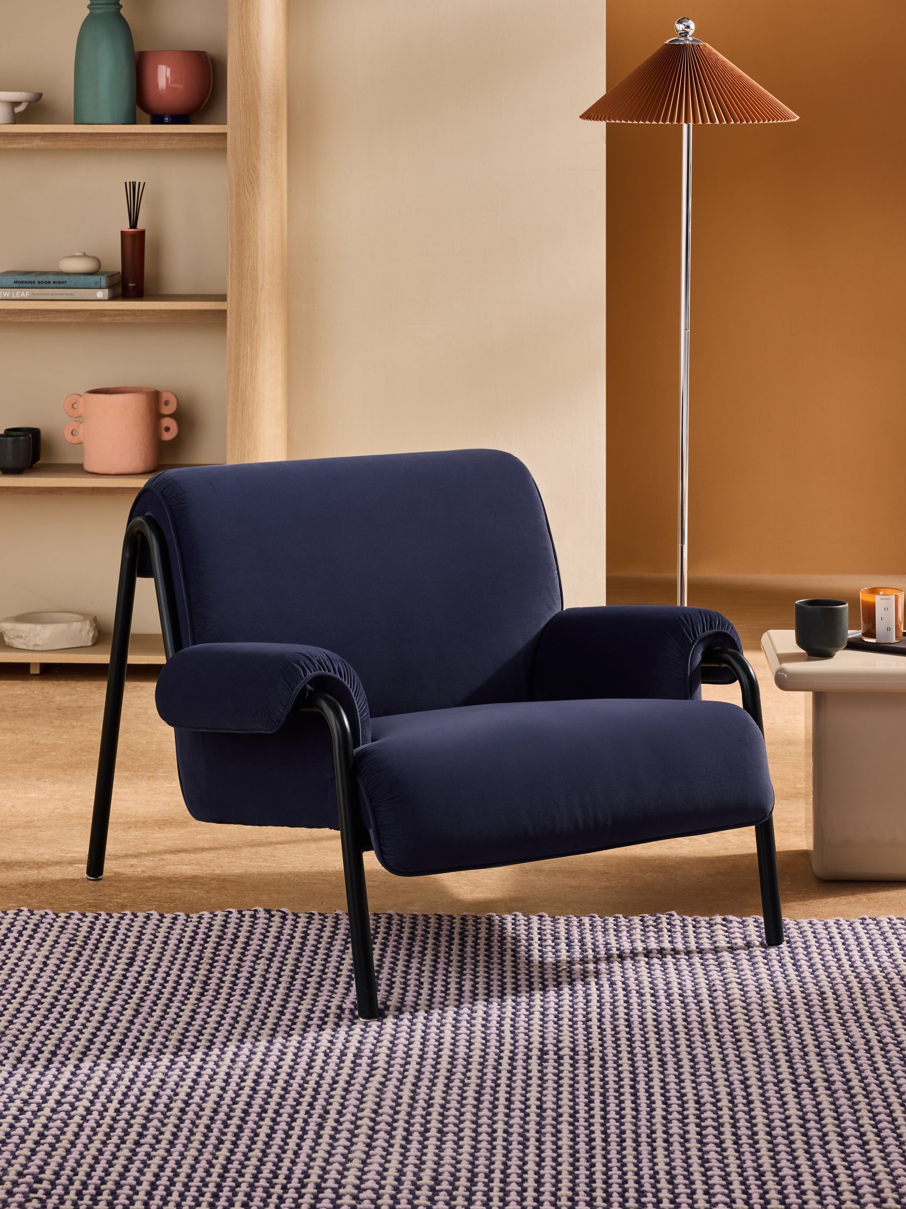 Lorien Chair in Velvet Indigo Blue - Image 1 of 5 Lorien Chair in Velvet Indigo Blue - Image 1 of 5