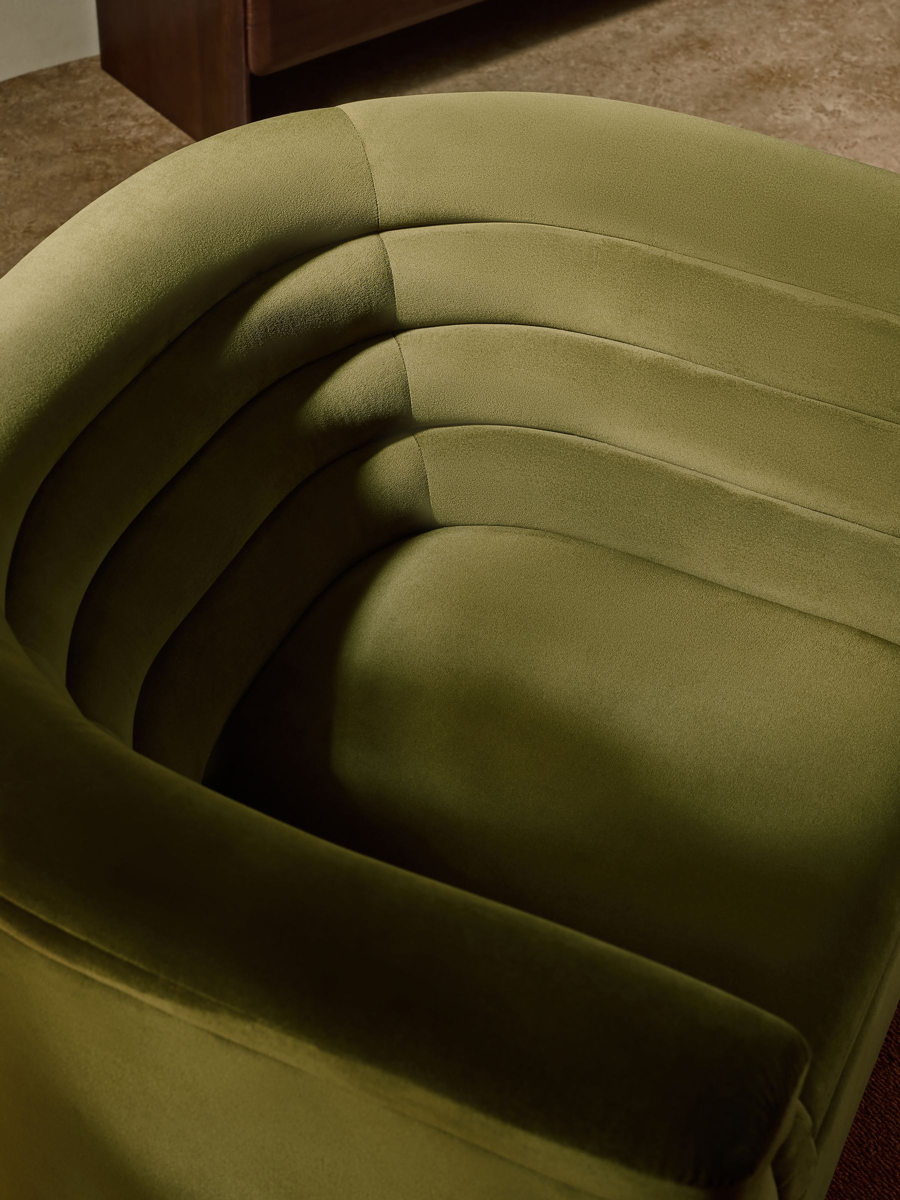 Olive Green Velvet Lineari Accent Chair - Image 2 of 5