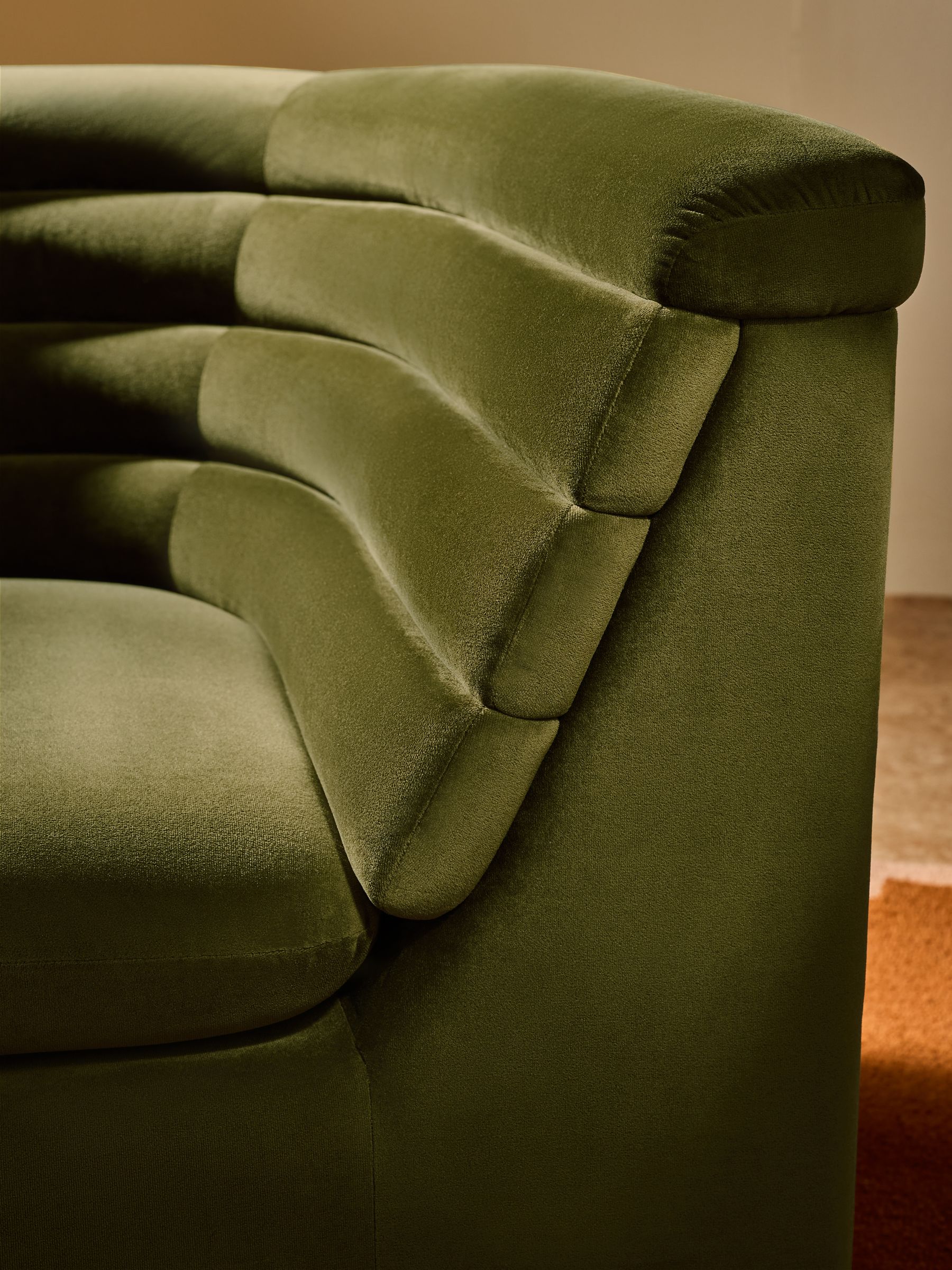 Olive Green Velvet Lineari Accent Chair - Image 3 of 5
