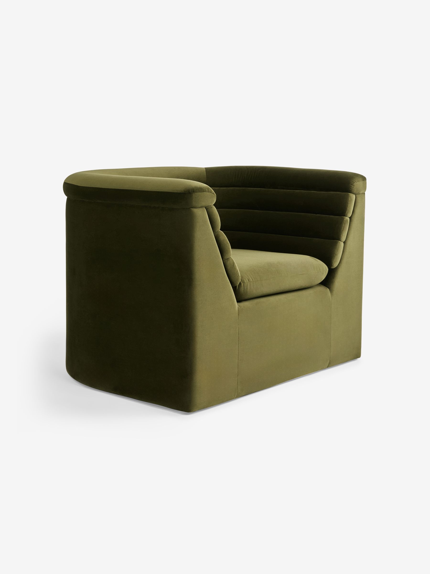 Olive Green Velvet Lineari Accent Chair - Image 4 of 5