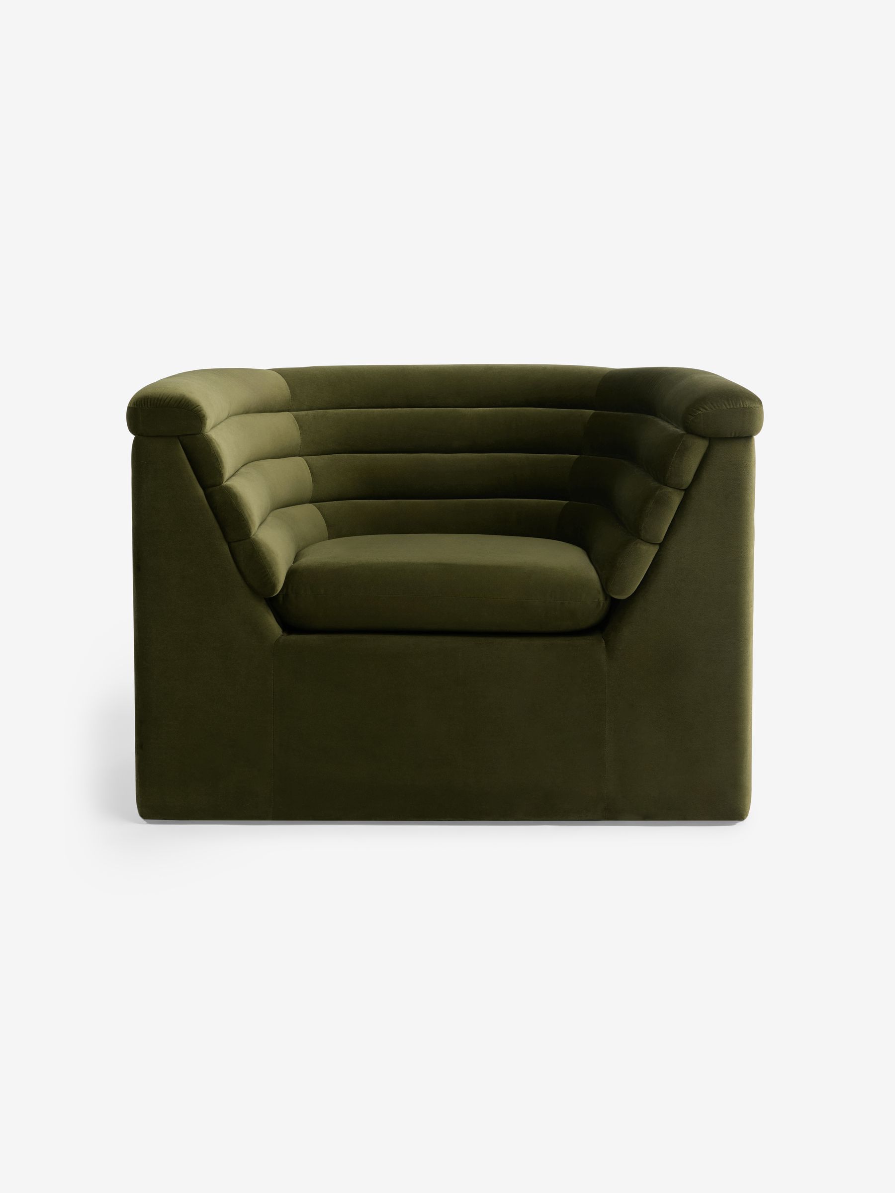Olive Green Velvet Lineari Accent Chair - Image 5 of 5