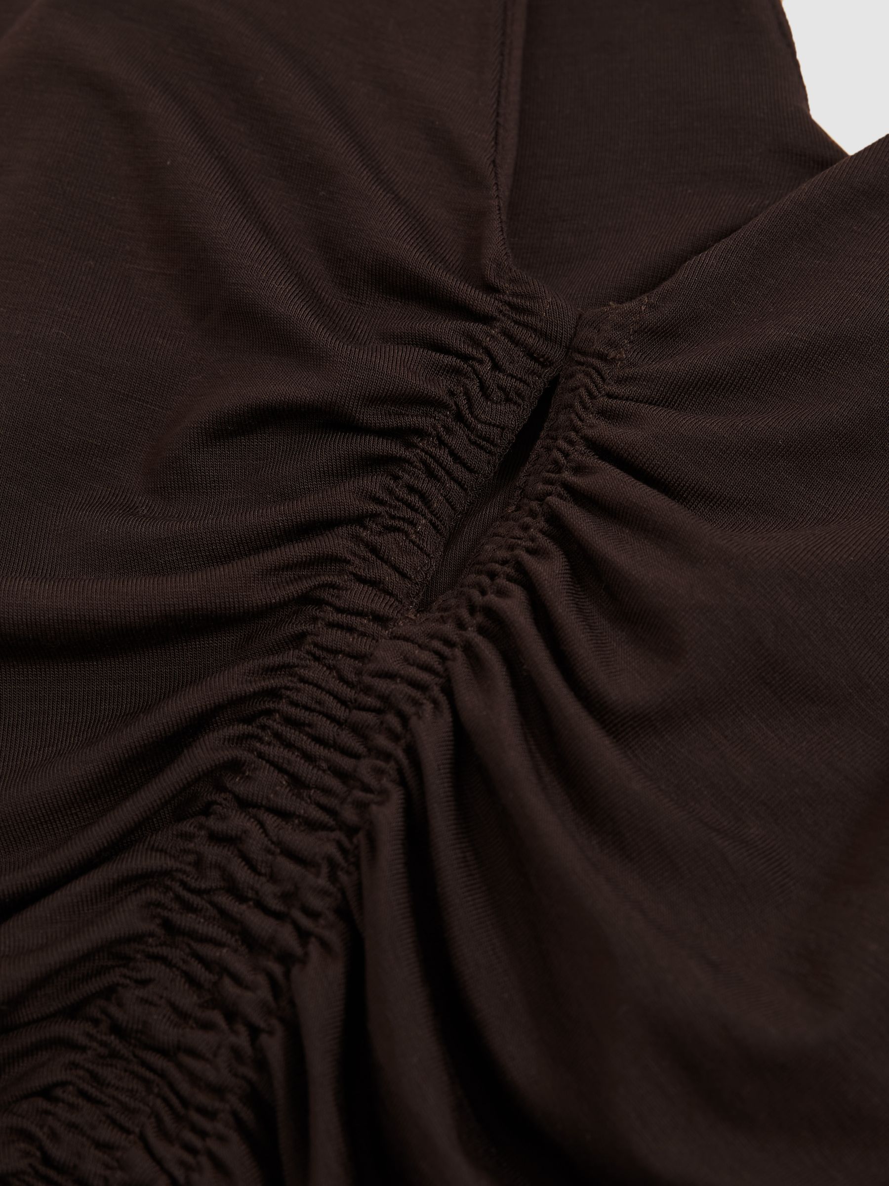 Stretch Lyocell Jersey Ruched Vest in Chocolate Brown - Image 6 of 6
