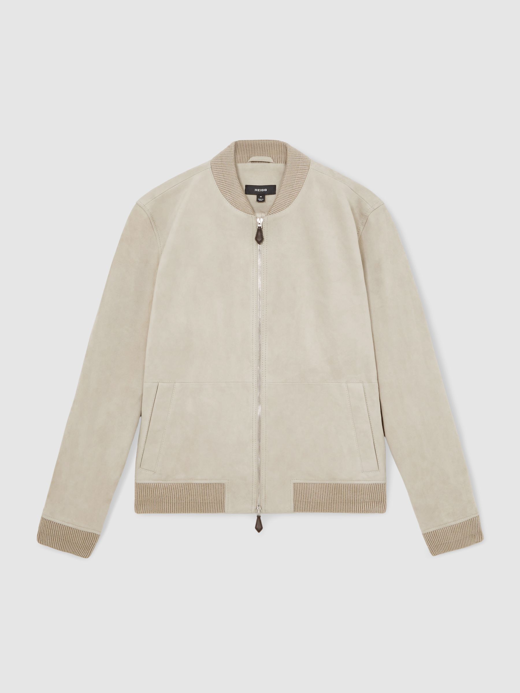 Suede Zip-Through Bomber Jacket in Grey - image 1
