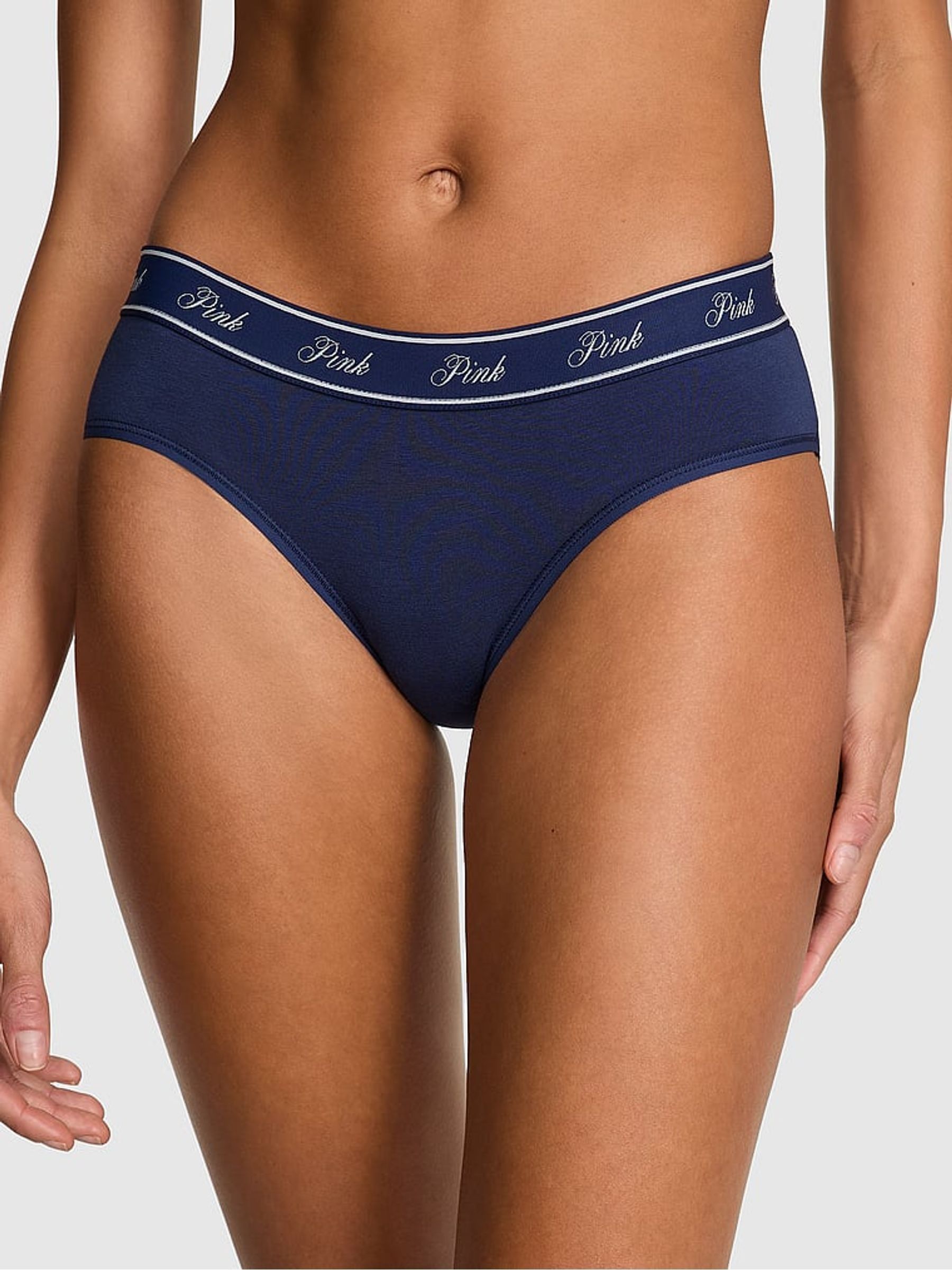 Midnight Navy Blue Hipster Cotton Logo Knickers - Image 1 of 3
