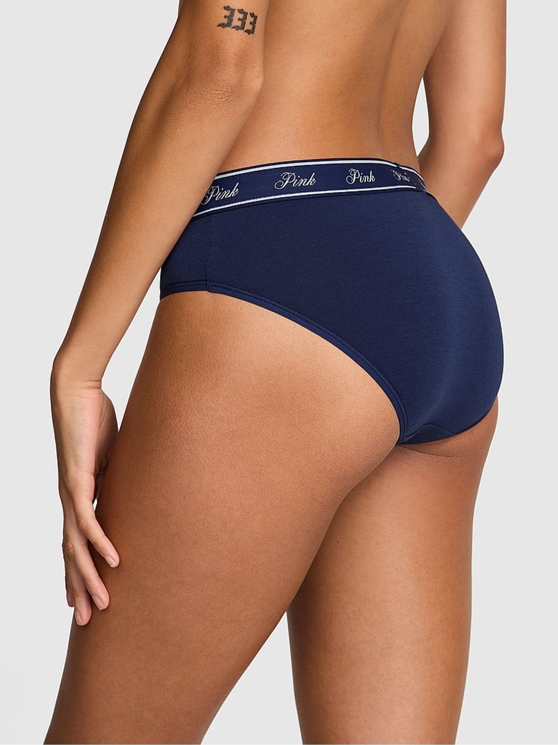 Midnight Navy Blue Hipster Cotton Logo Knickers - Image 2 of 3
