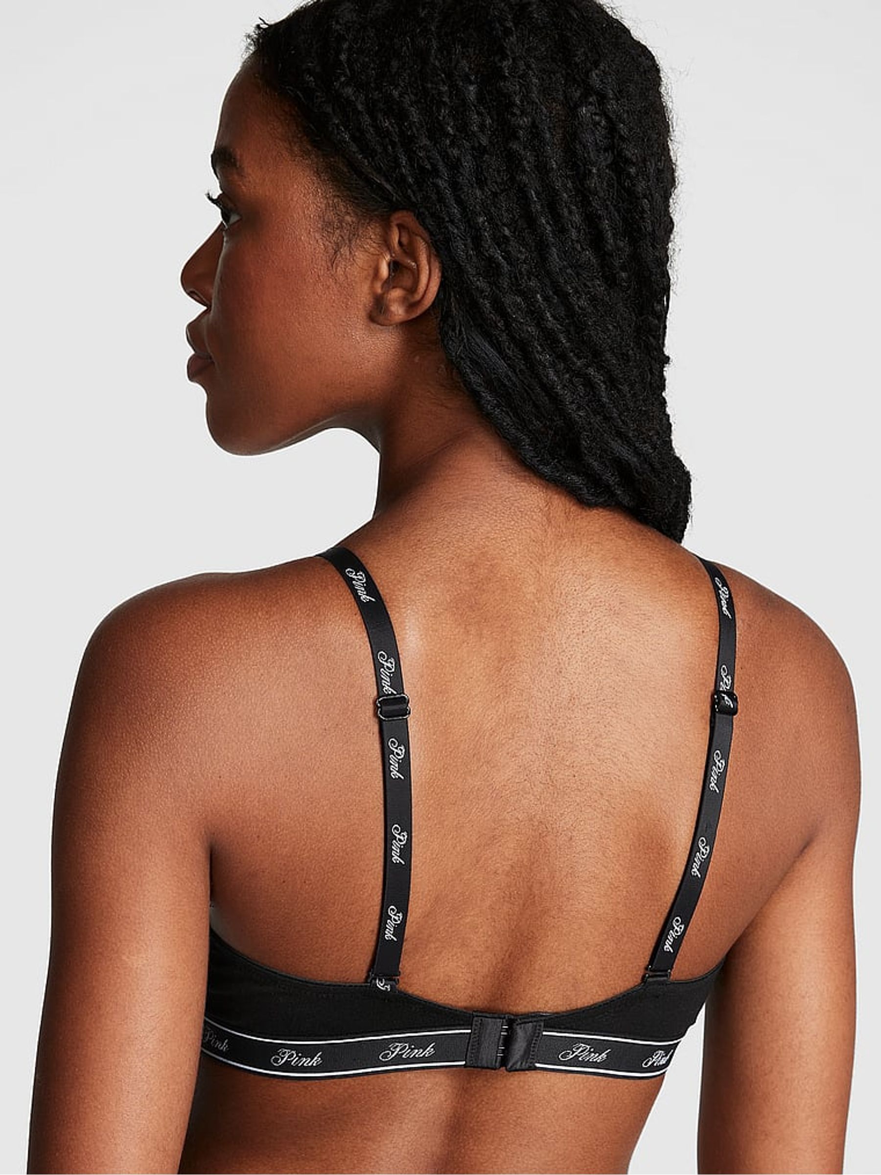 Pure Black Push Up Cotton Blend Logo Bra - Image 2 of 3