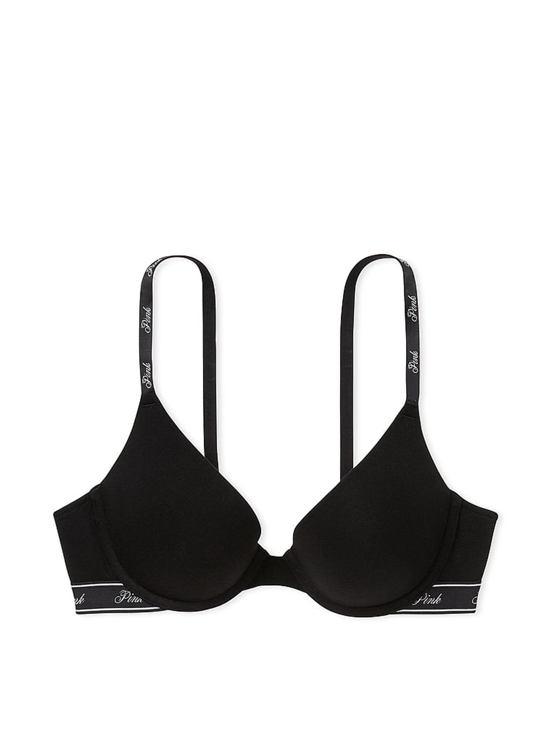 Pure Black Push Up Cotton Blend Logo Bra - Image 3 of 3