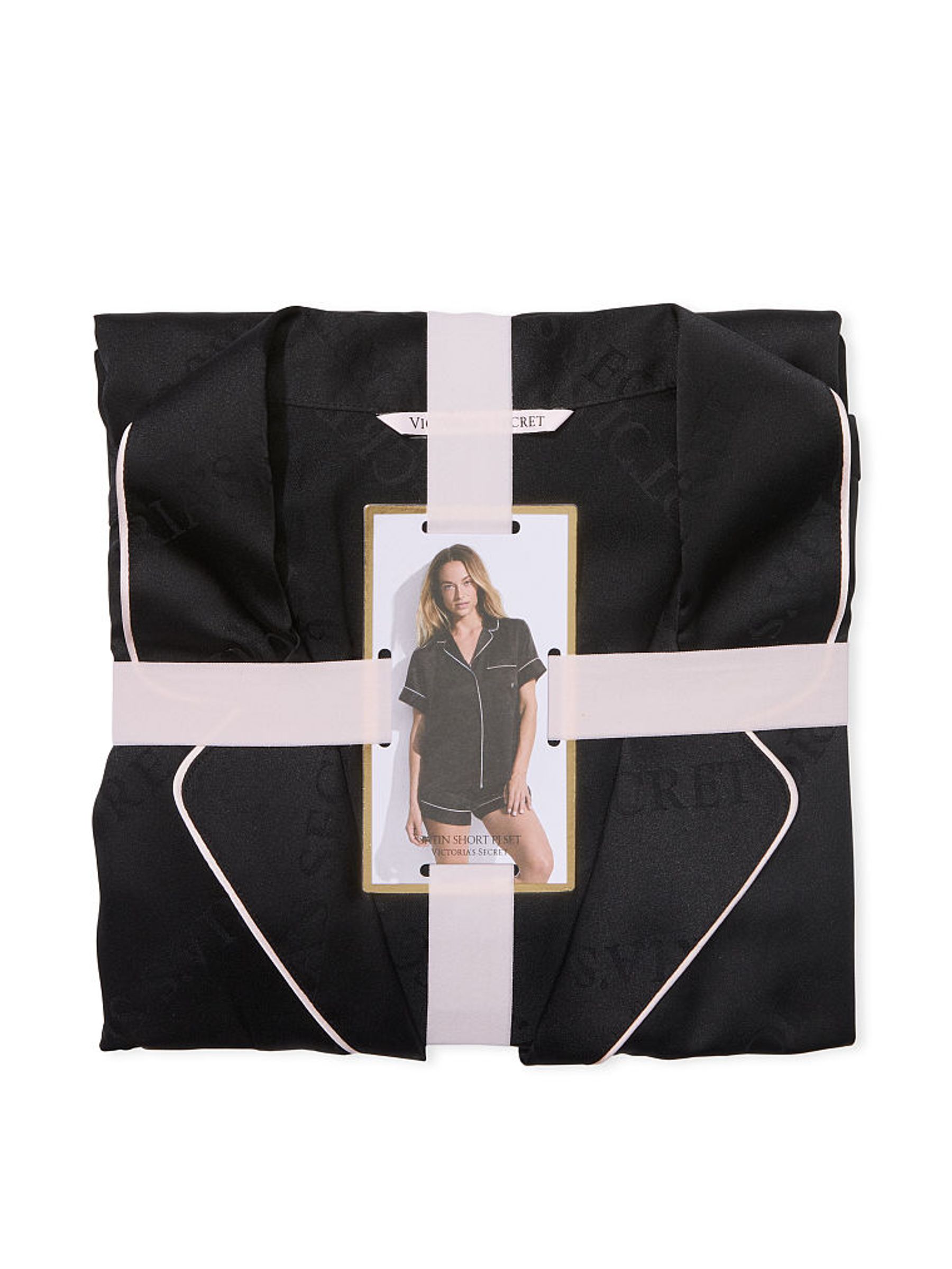 Black Satin Short Pyjamas Set - Image 4 of 4