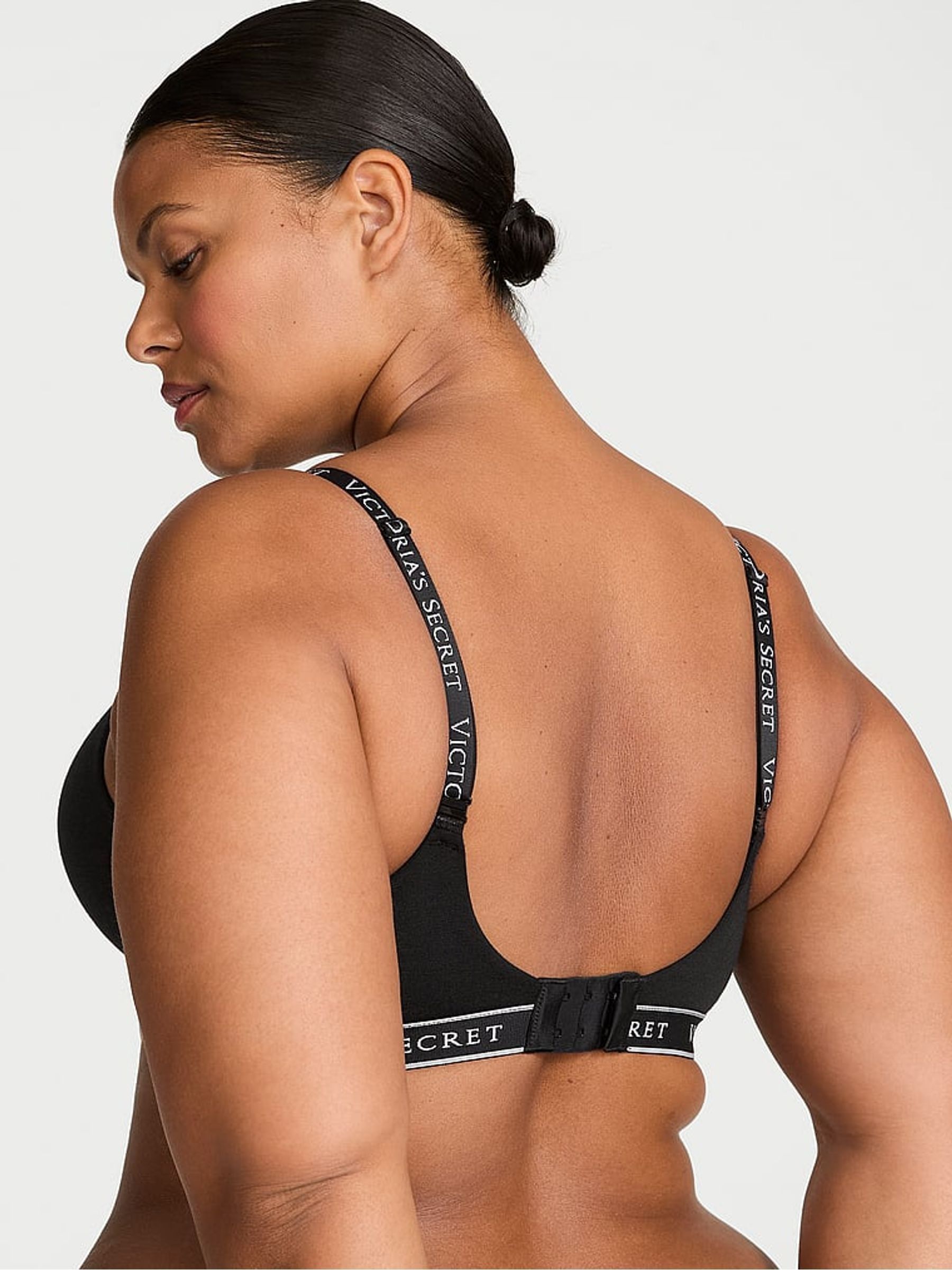 Black Band Full Cup Push Up Cotton Logo Bra - Image 2 of 2