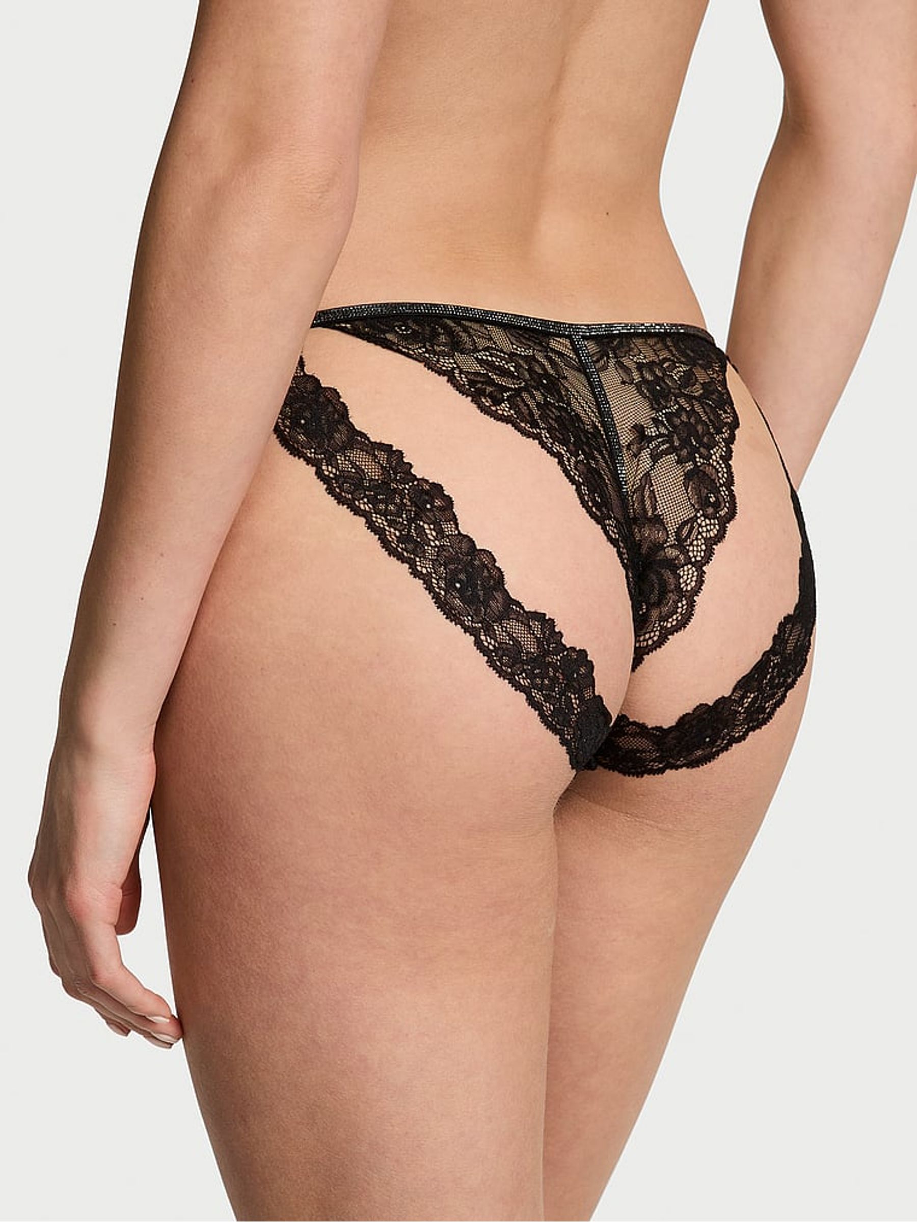 Black Sheer Shine Lace Knickers - Image 2 of 2