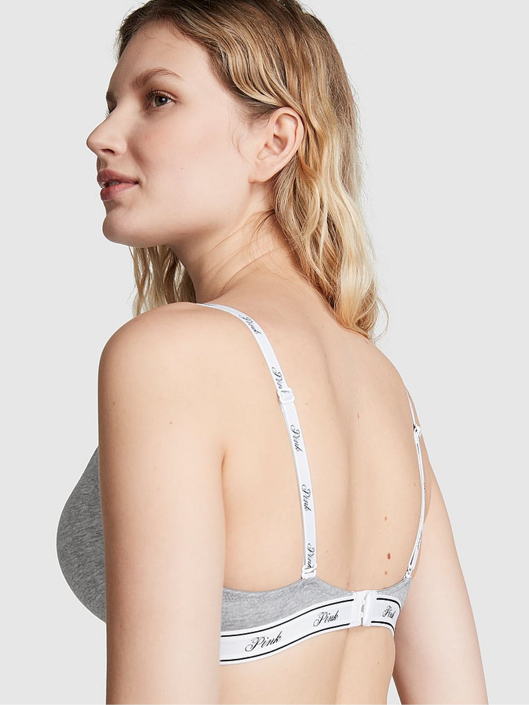 Medium Heather Grey Cotton Cotton Logo Bra - Image 2 of 3