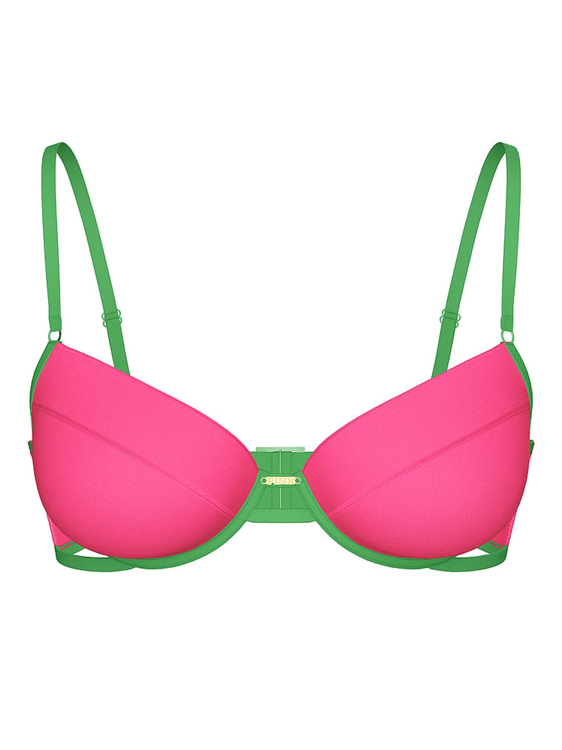 Carmine Rose Pink Push Up Gated Bikini Top - Image 3 of 3