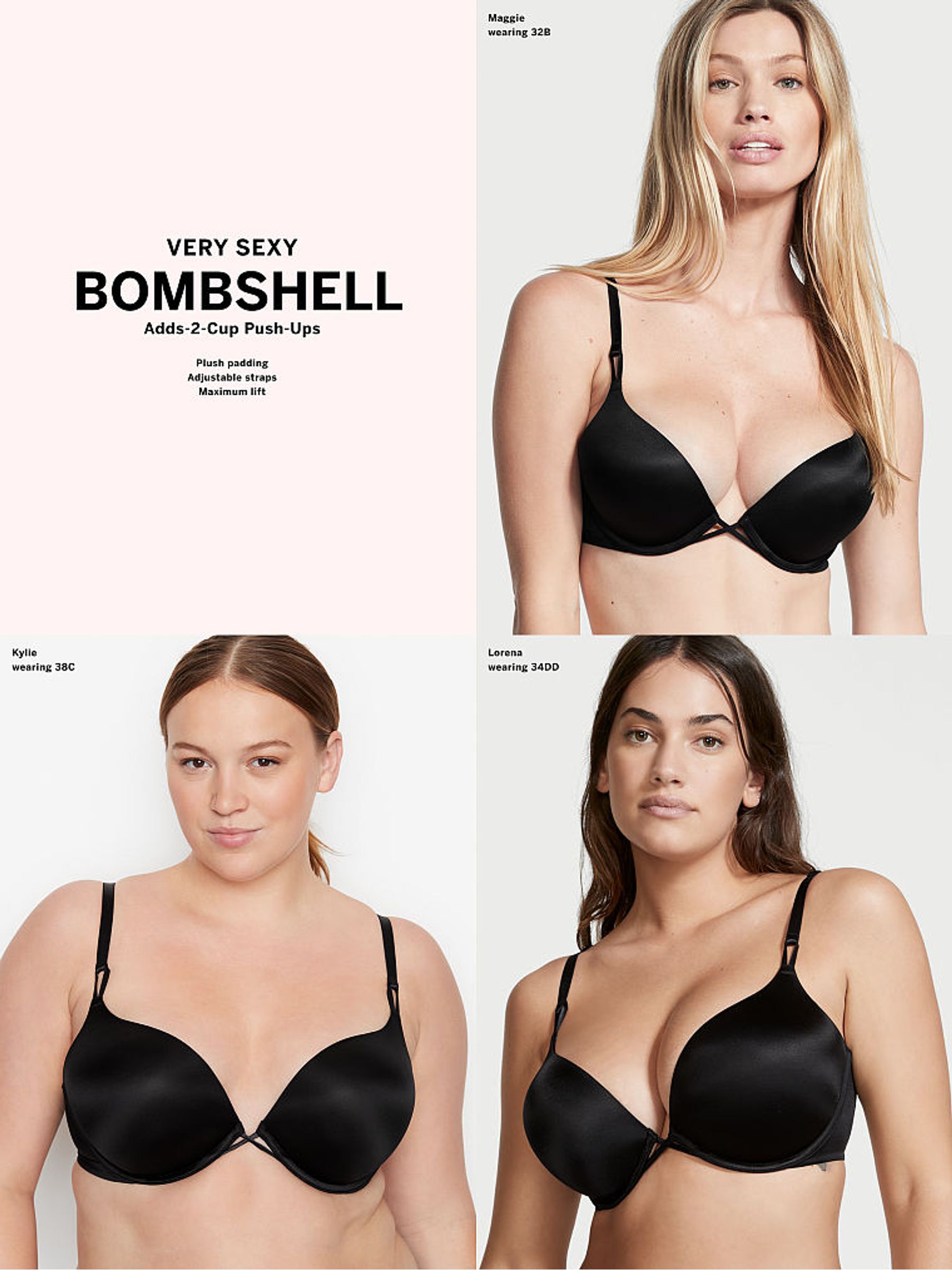 Black Add 2 Cups Push Up Bombshell Bra - Image 4 of 5