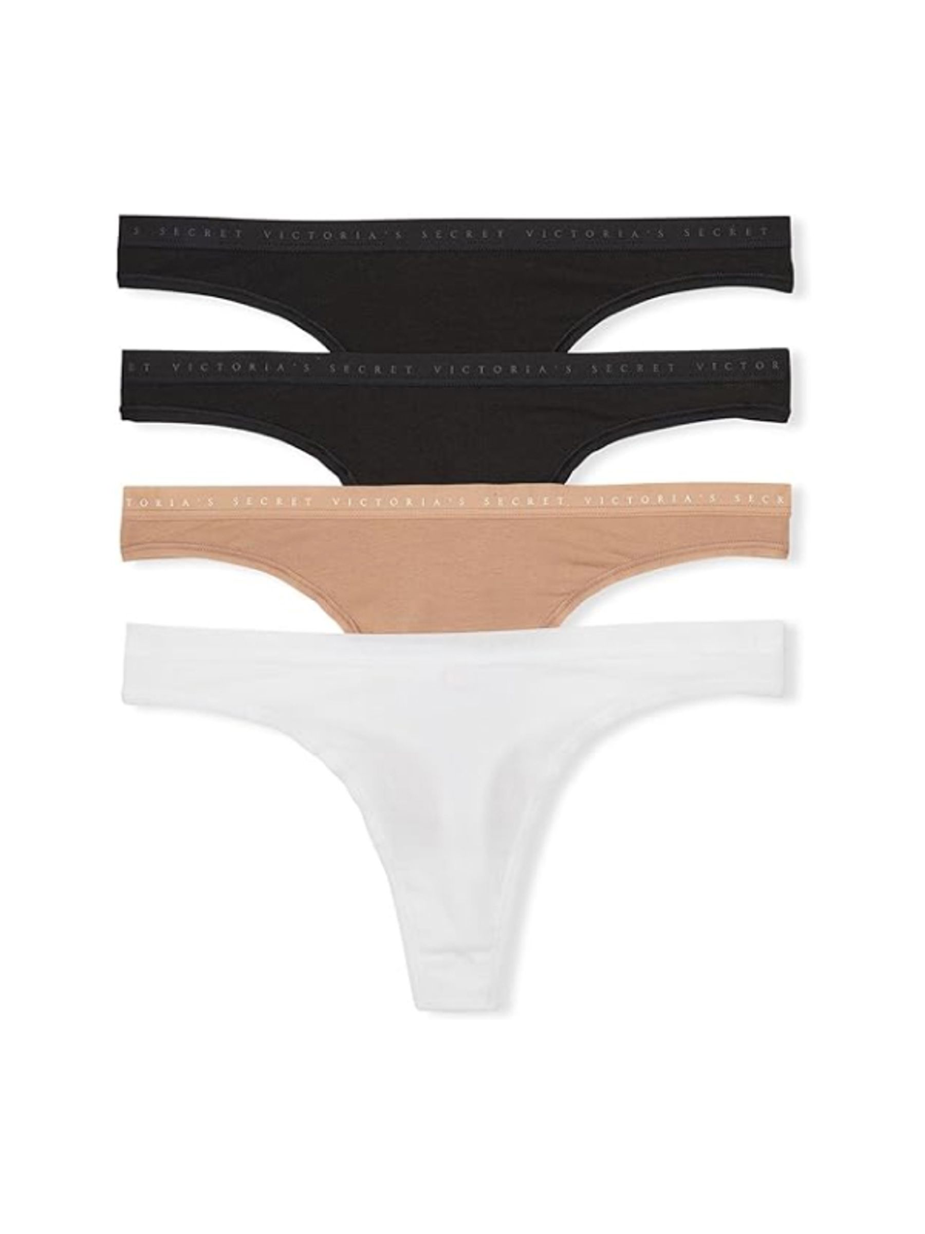 Black/White/Nude Thong Logo 4 Pack Knickers - Image 2 of 6