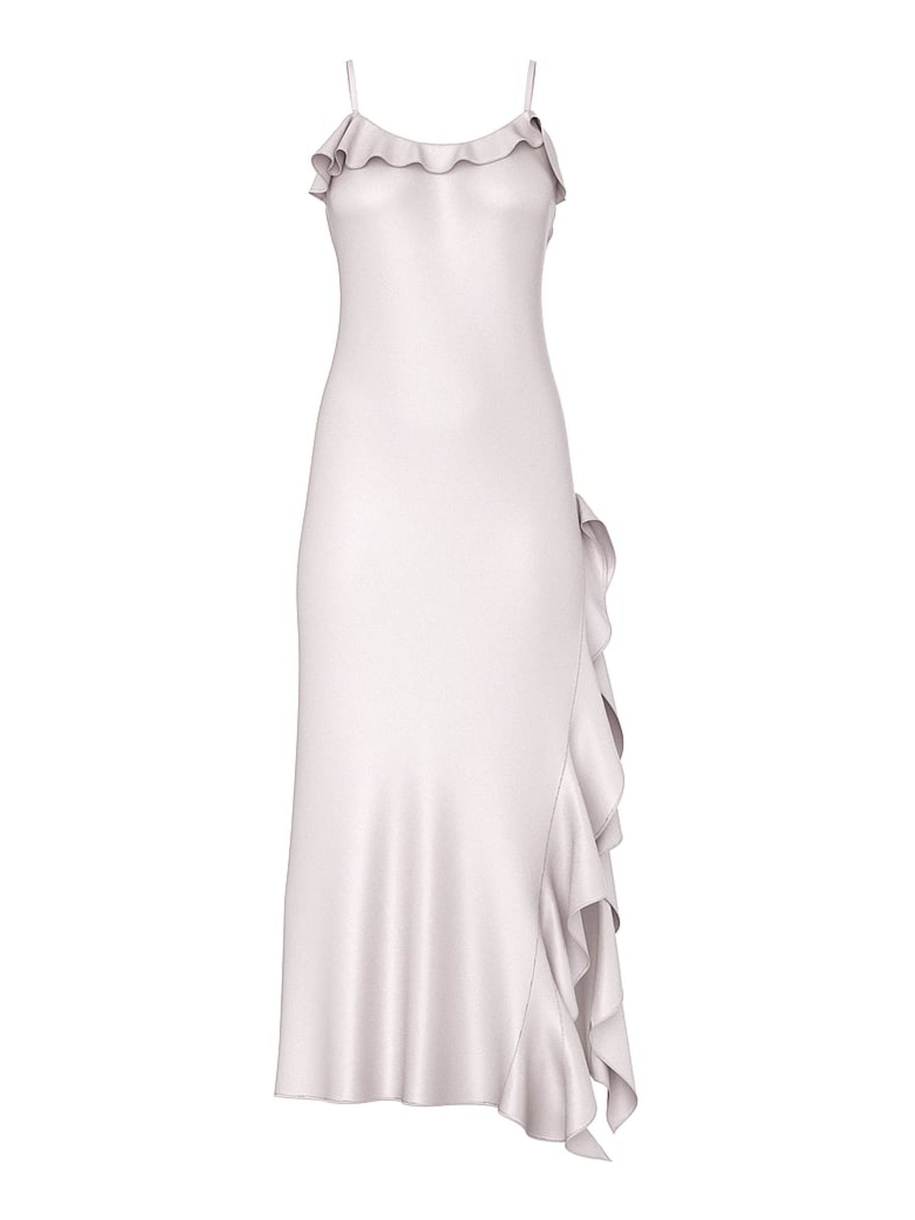 Grey Lilac Ruffled Maxi Slip Dress - Image 1 of 2