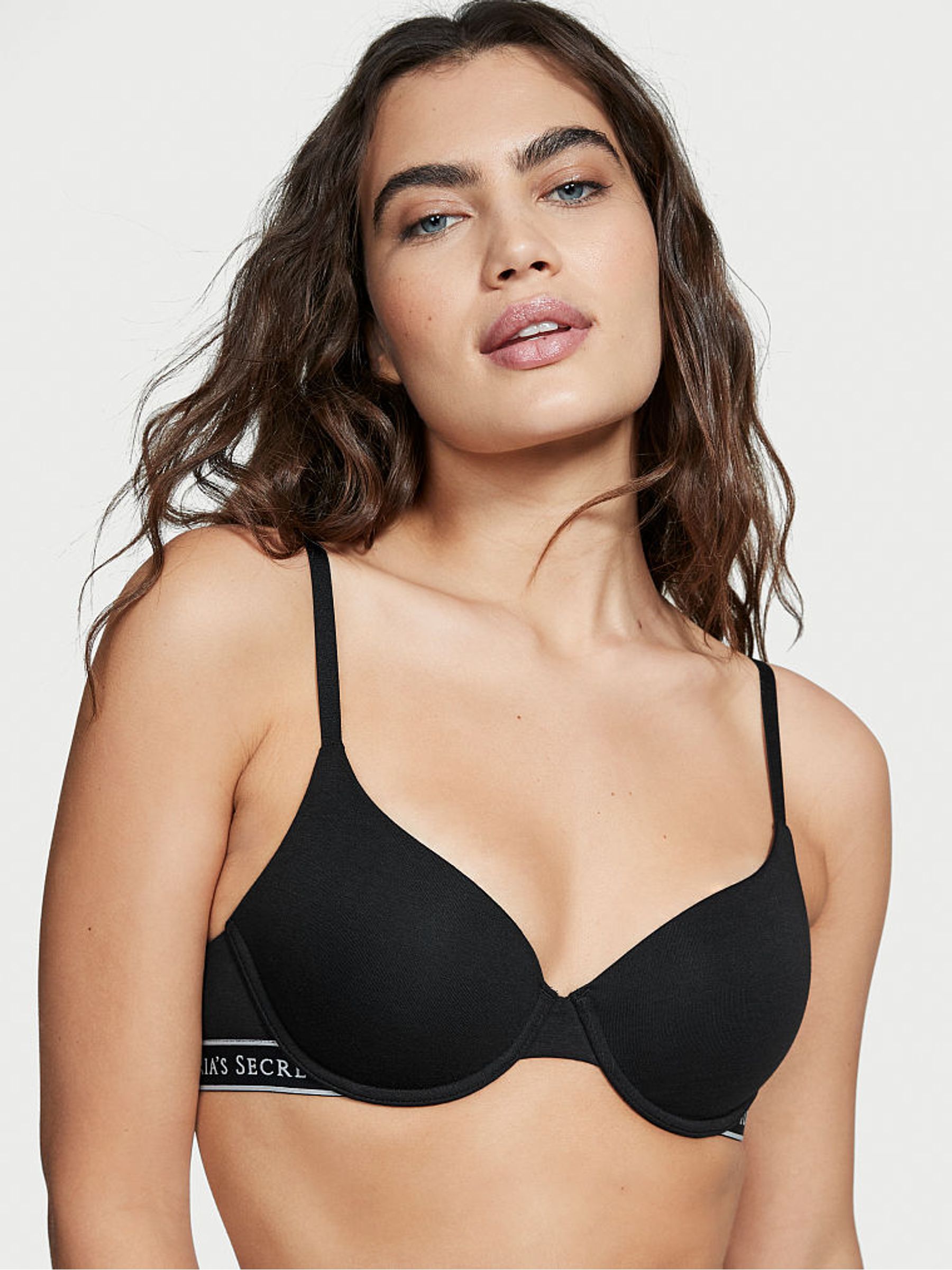 Black Band Lightly Lined Demi Logo Bra - Image 1 of 3