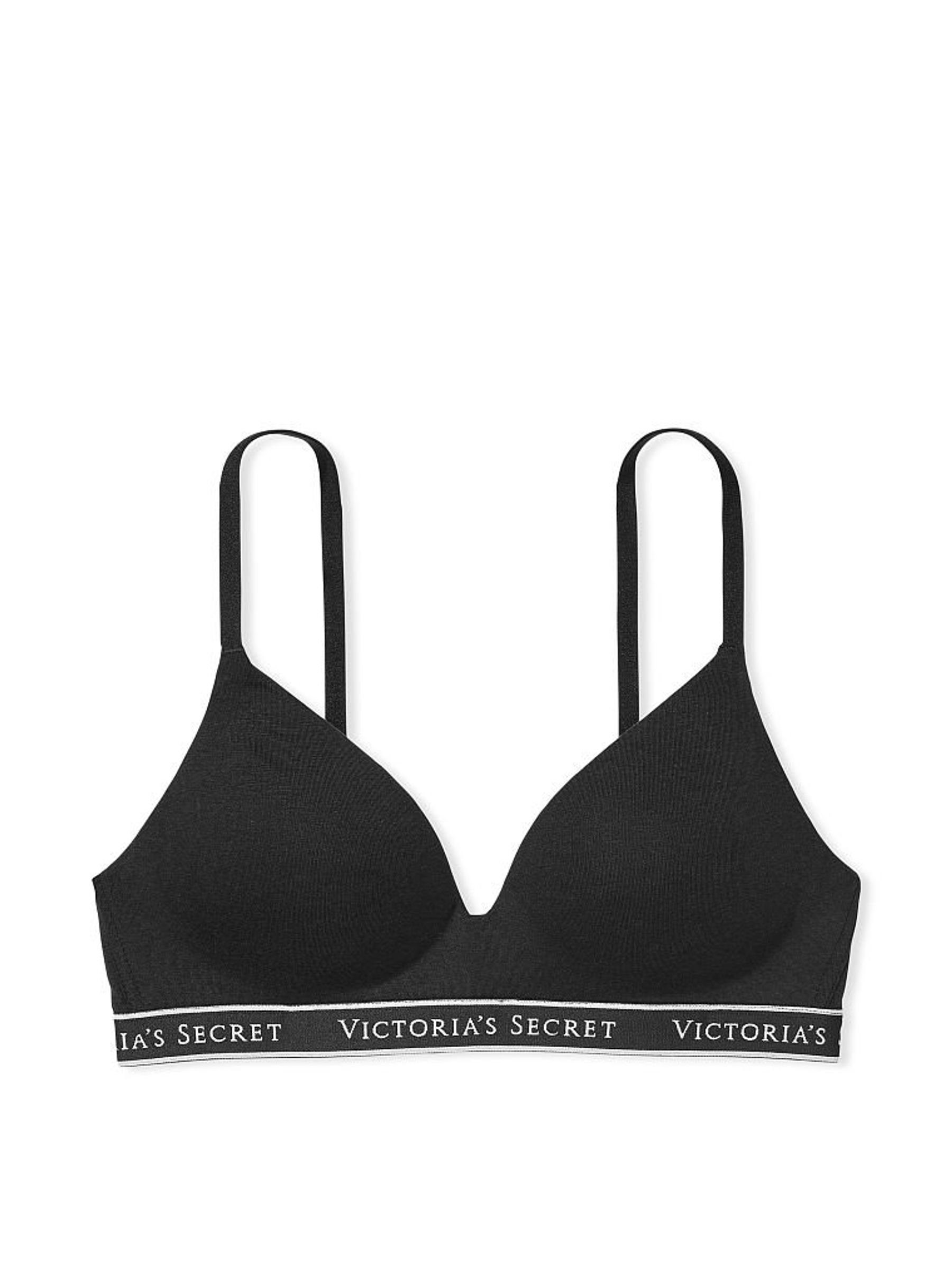 Black Band Non Wired Lightly Lined Cotton Logo Bra - Image 3 of 4