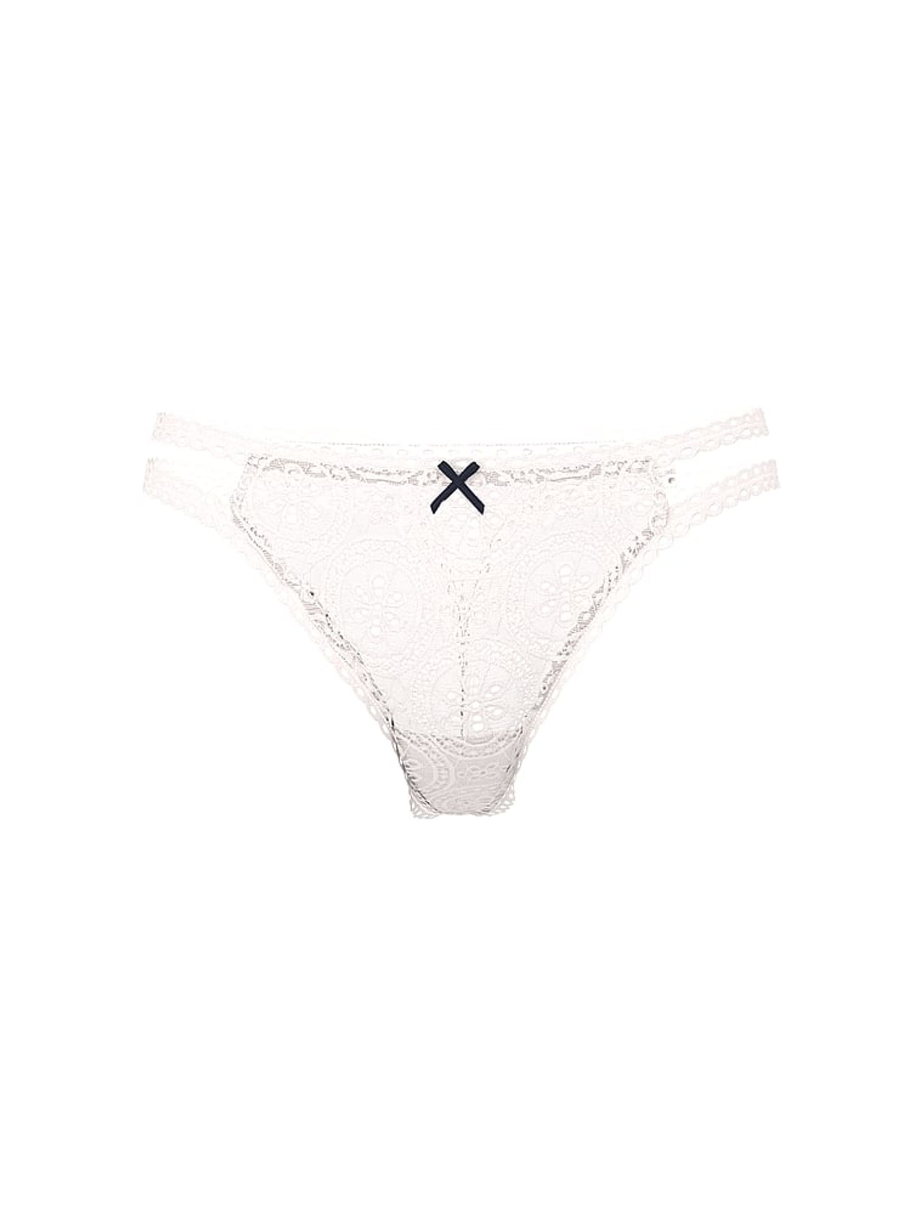 Coconut White Double Strap Thong Eyelet Lace Knickers - Image 3 of 3