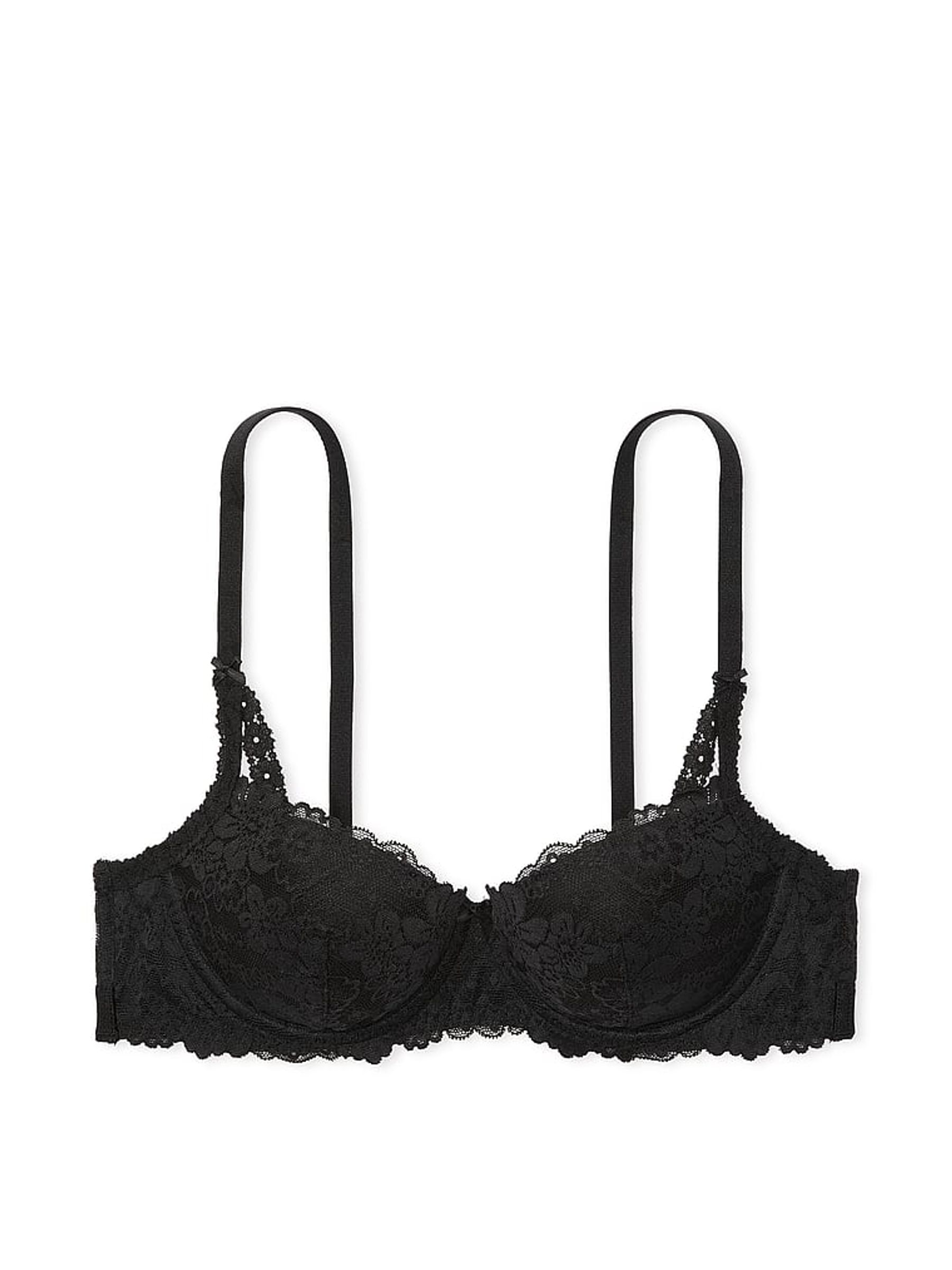 Black Floral Lace Lightly Lined Balcony Bra - Image 3 of 3