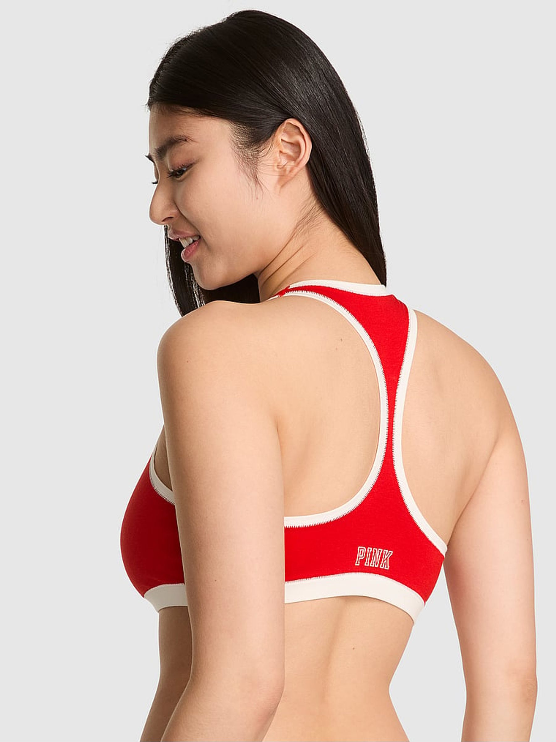 Bright Vermillion Red Bralette Cotton Bralette - Image 2 of 3