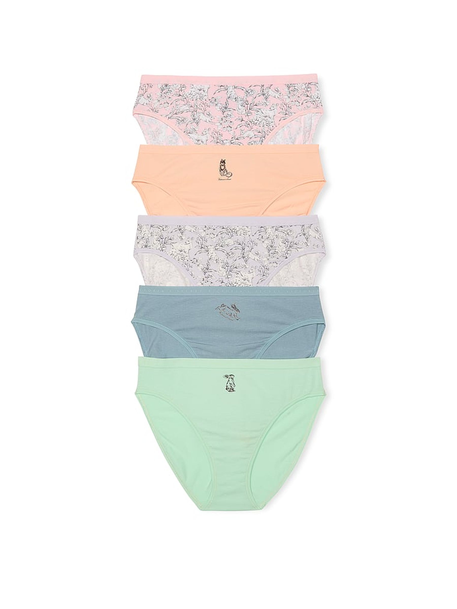 Pink/Orange/Blue/Green Brief Logo 5 Pack Knickers - Image 1 of 3