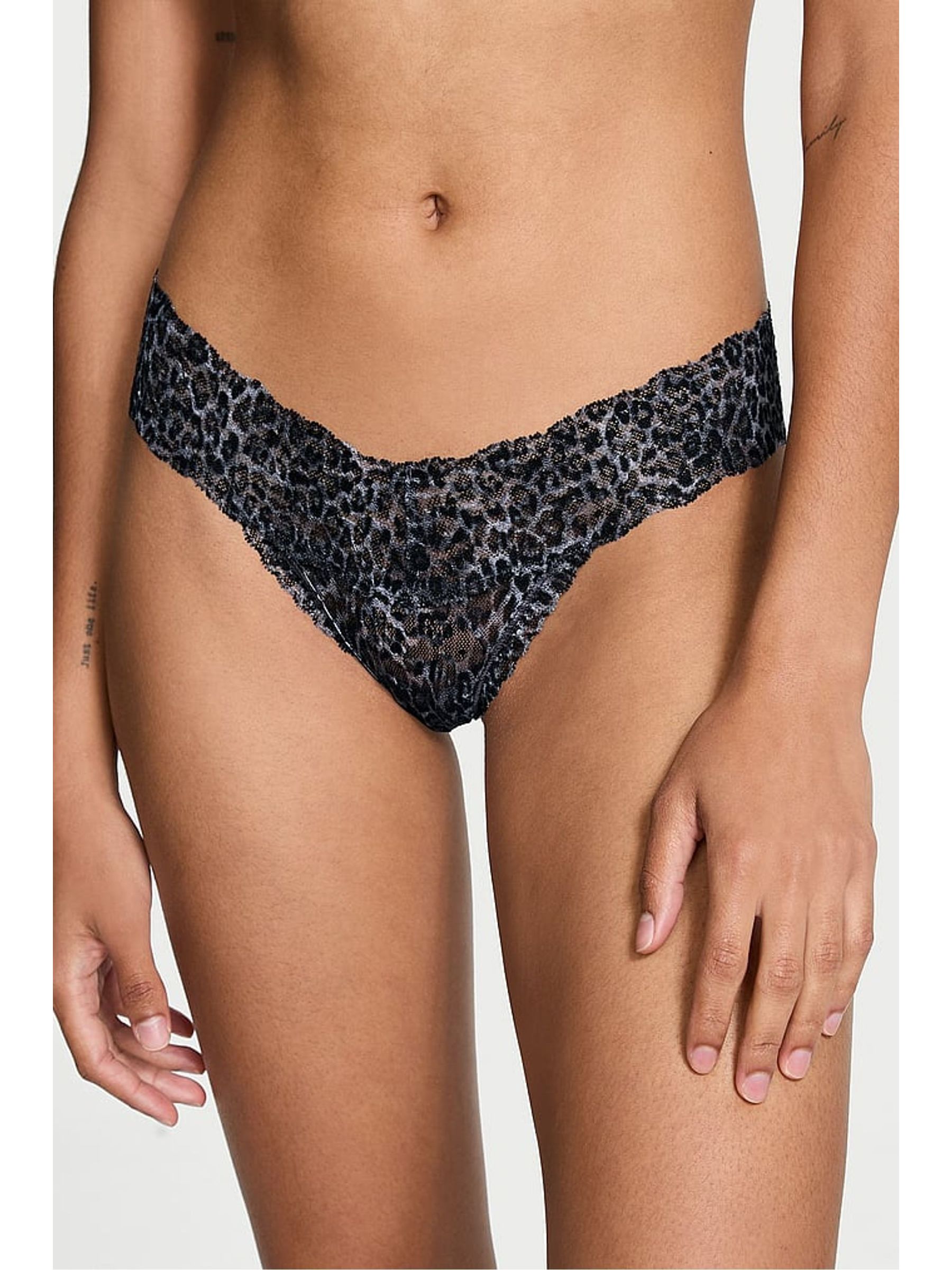 Grey Leopard Thong Knickers - Image 1 of 3