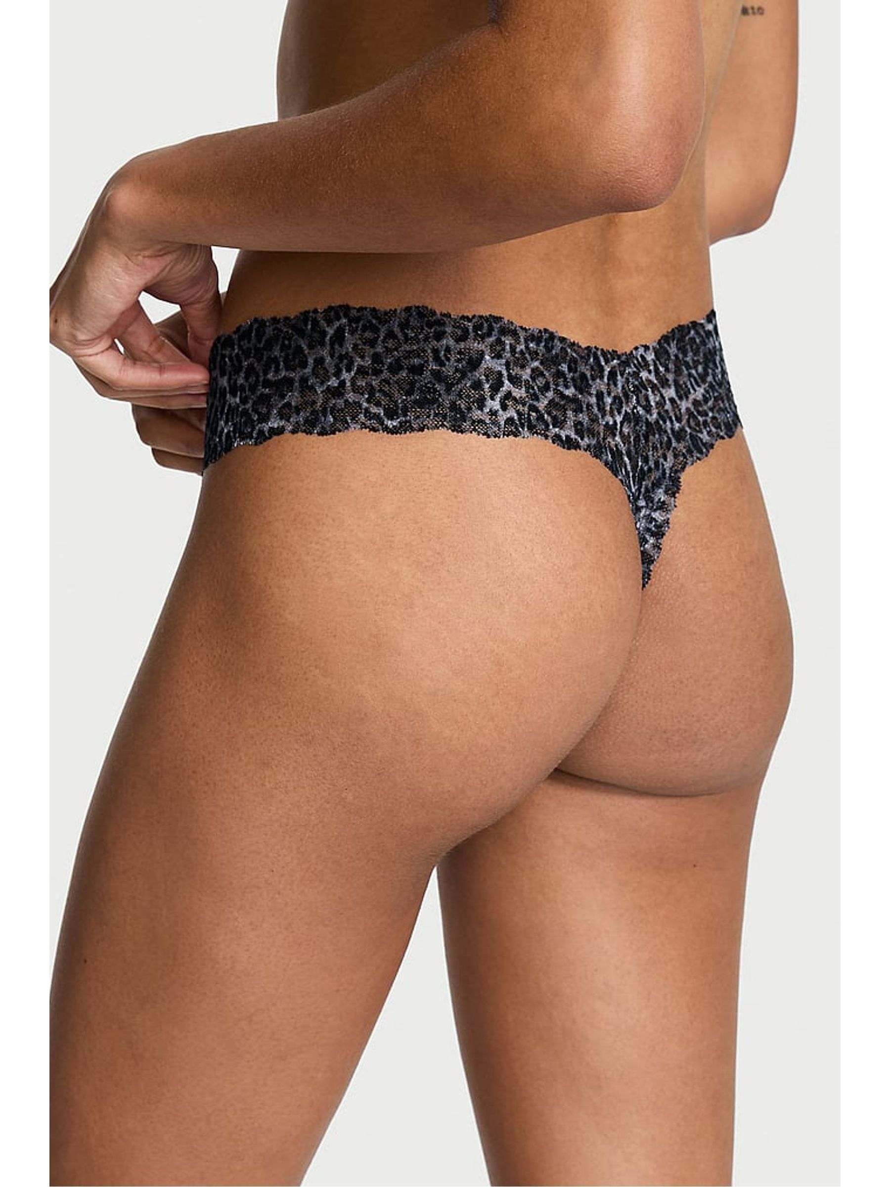Grey Leopard Thong Knickers - Image 2 of 3
