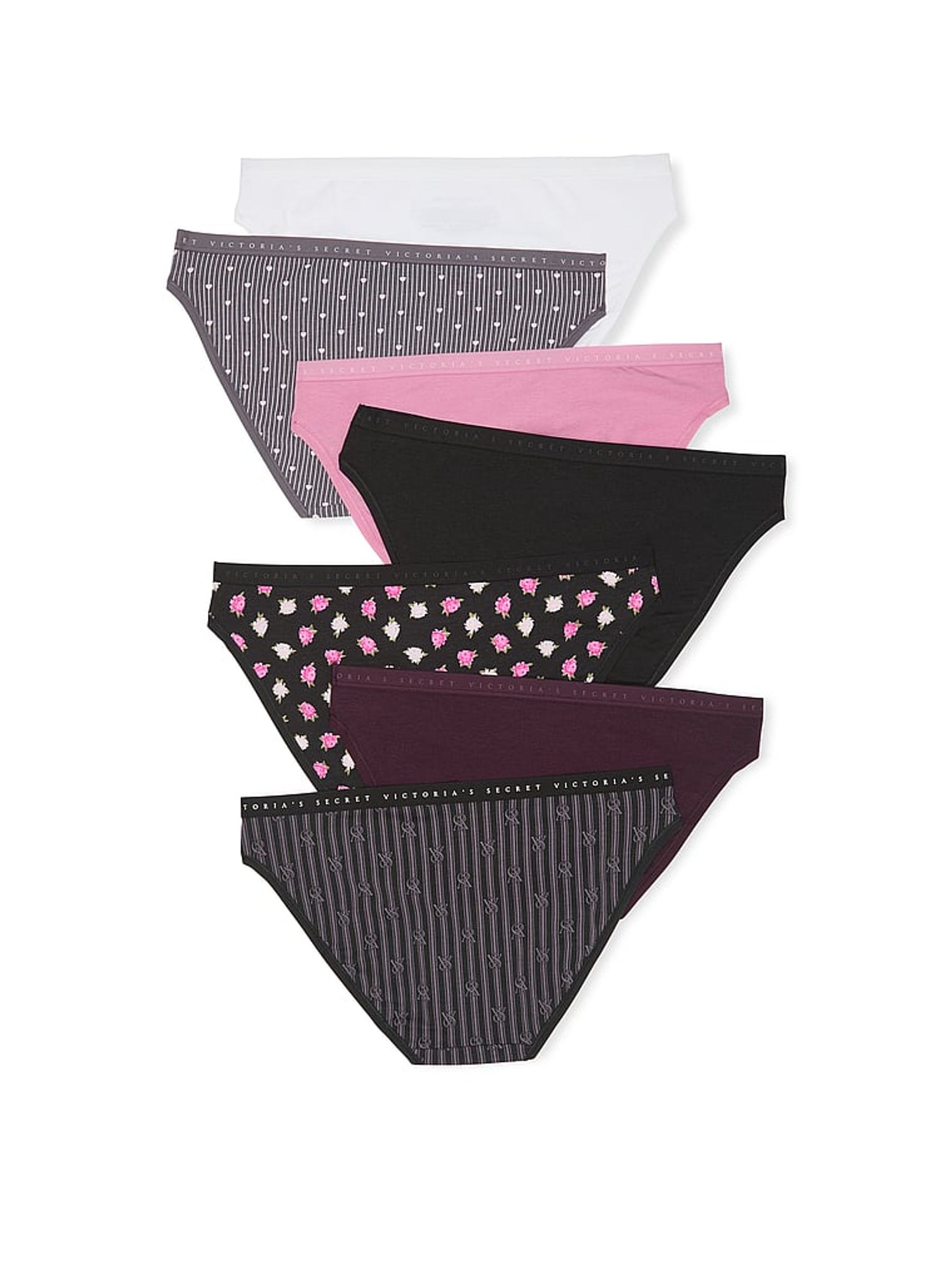 White/Grey/Pink/Black Bikini 7 Pack Logo Knickers - Image 2 of 2