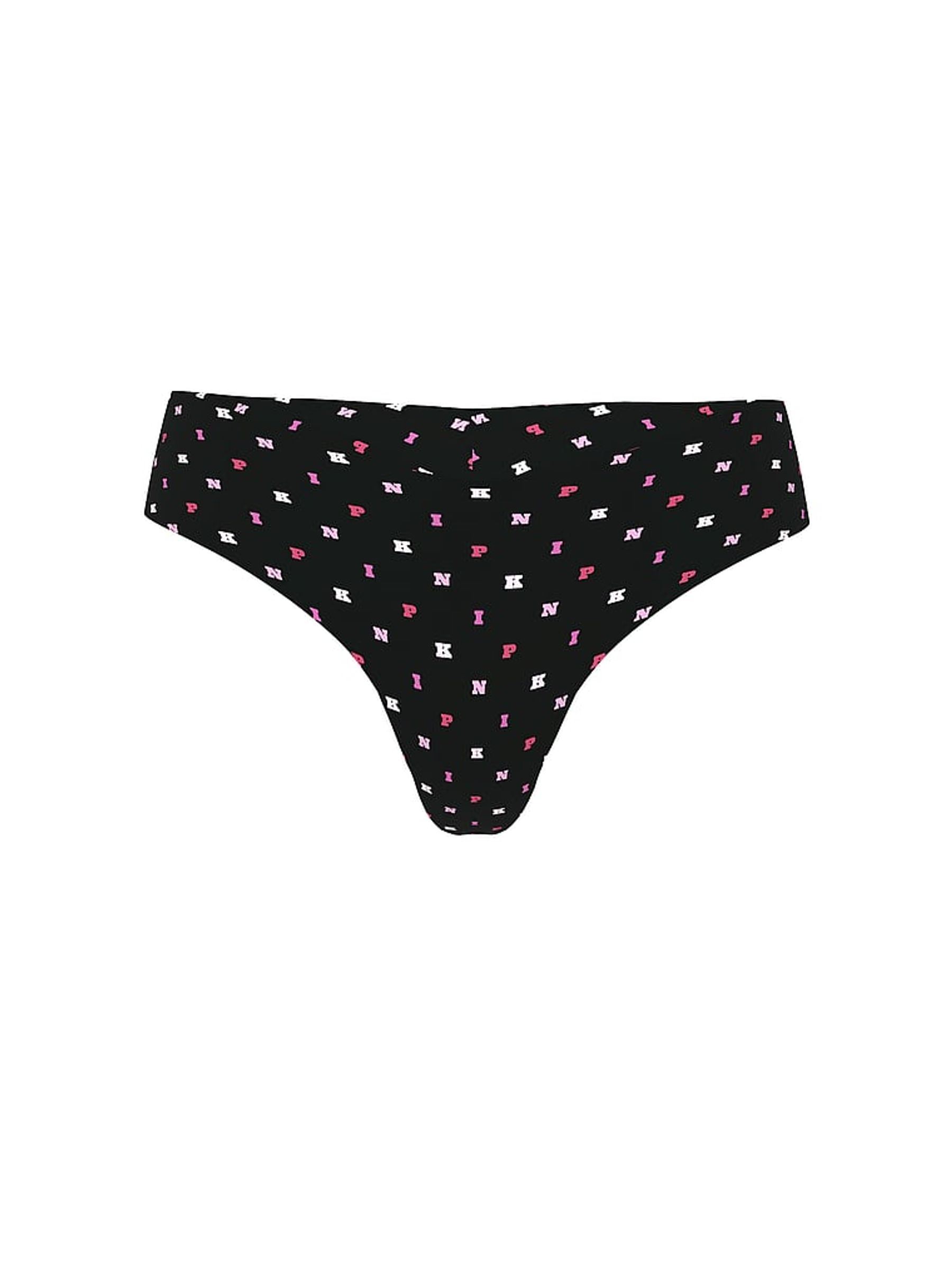 Black PINK Print Thong No Show Knickers - Image 3 of 3